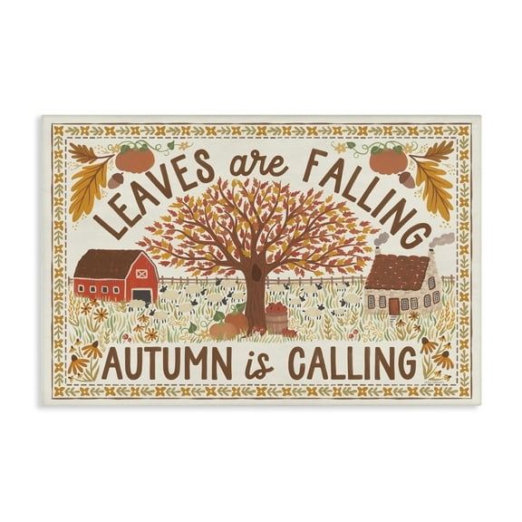 Stupell Industries Leaves Are Falling Scene Landscape Painting Gallery Wrapped Canvas Art Prints Wall Art, 30 x 20