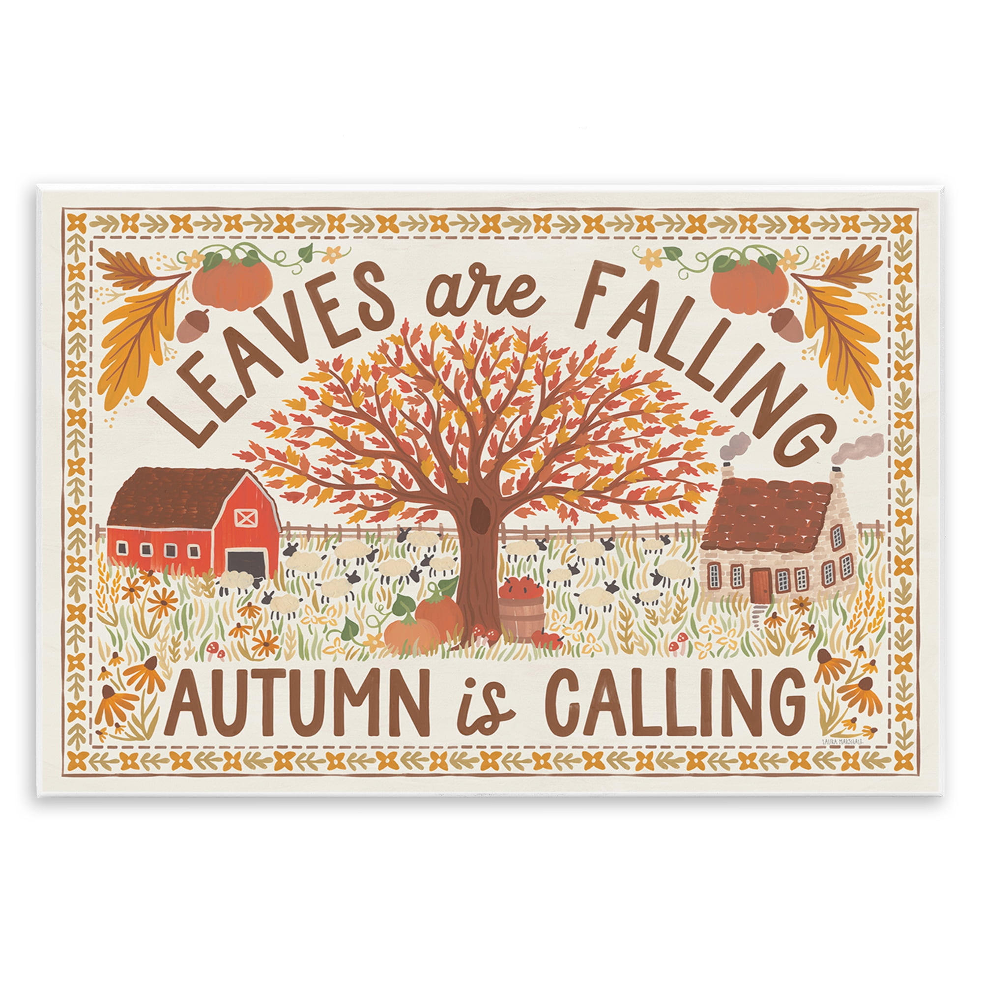 Stupell Industries Leaves Are Falling Scene Landscape Painting Unframed Art Prints Wall Art, 15 x 10