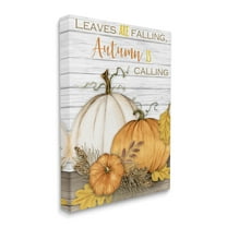 Stupell Industries Leaves Falling Autumn Calling Quote Farm Harvest Landscape Painting Gallery Wrapped Canvas Art Print Wall Art, 16 x 20