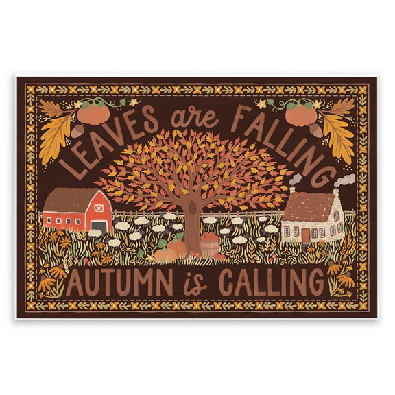 Stupell Industries Leaves Falling on Brown Landscape Painting Unframed Art Prints Wall Art, 15 x 10