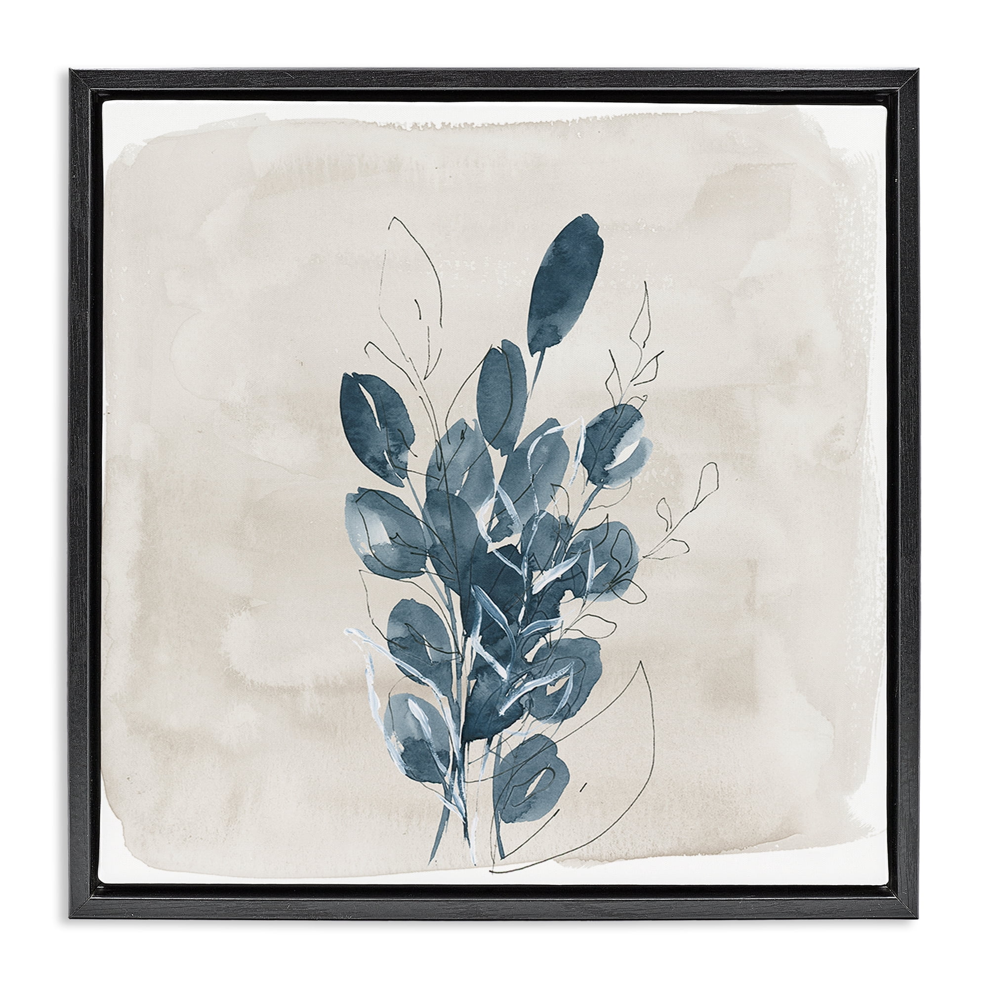 Stupell Industries Leaves In Summer Plants & Flowers Painting Black Floater Framed Canvas Art Print Wall Art, 18 x 18
