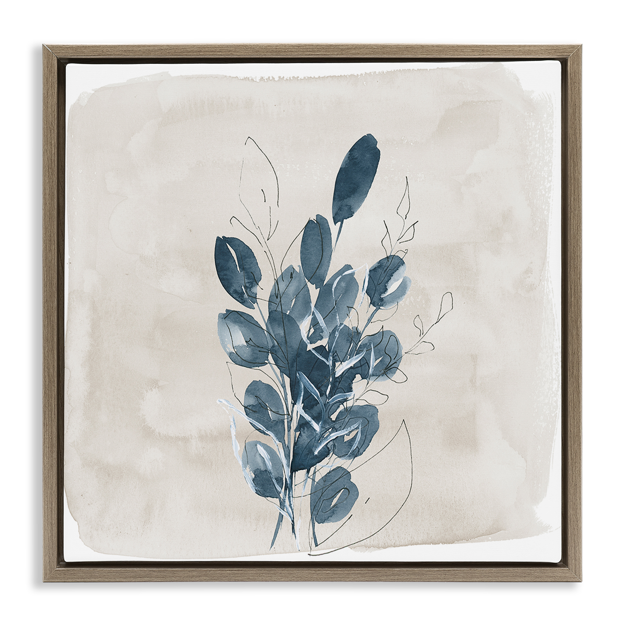 Stupell Industries Leaves In Summer Plants & Flowers Painting Brown Floater Framed Canvas Art Print Wall Art, 25 x 25