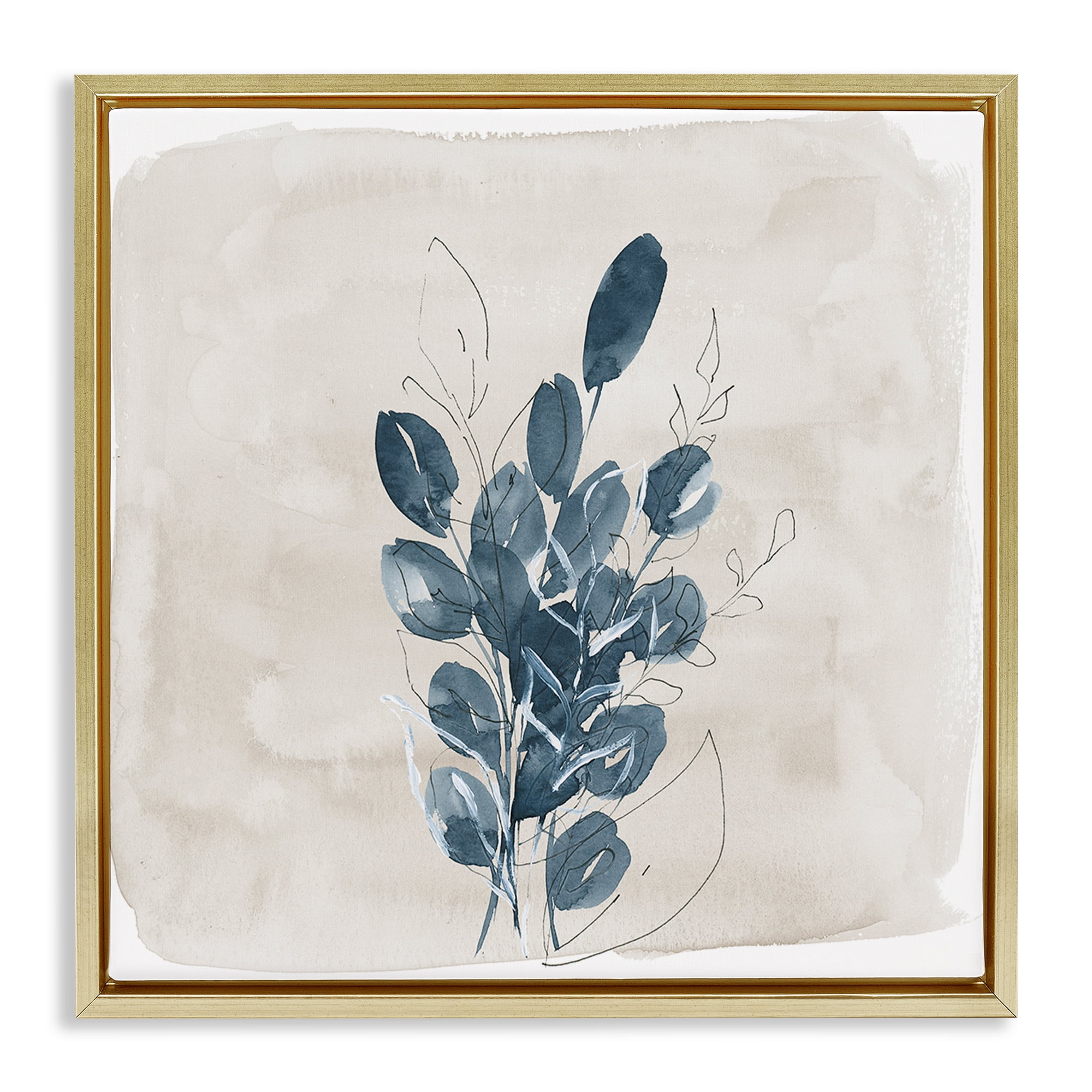 Stupell Industries Leaves In Summer Plants & Flowers Painting Gold Floater Framed Canvas Art Print Wall Art, 18 x 18