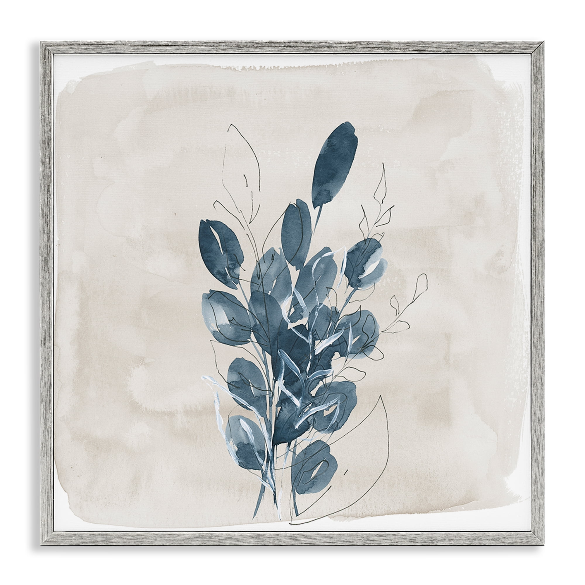 Stupell Industries Leaves In Summer Plants & Flowers Painting Gray Framed Art Print Wall Art, 17 x 17