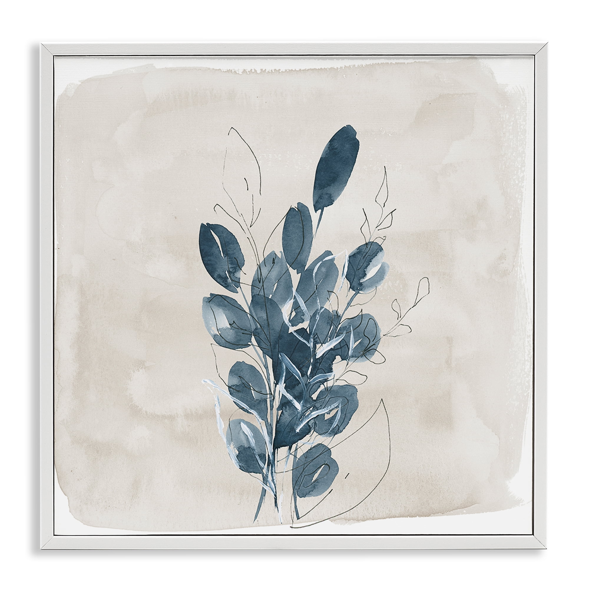 Stupell Industries Leaves In Summer Plants & Flowers Painting White Framed Art Print Wall Art, 12 x 12
