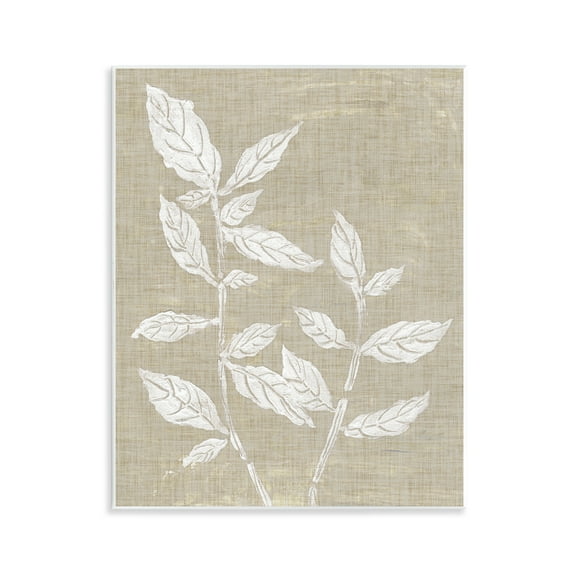Stupell Industries Leaves on Distressed Textile Floral Painting Unframed Art Print Wall Art, 11 x 14