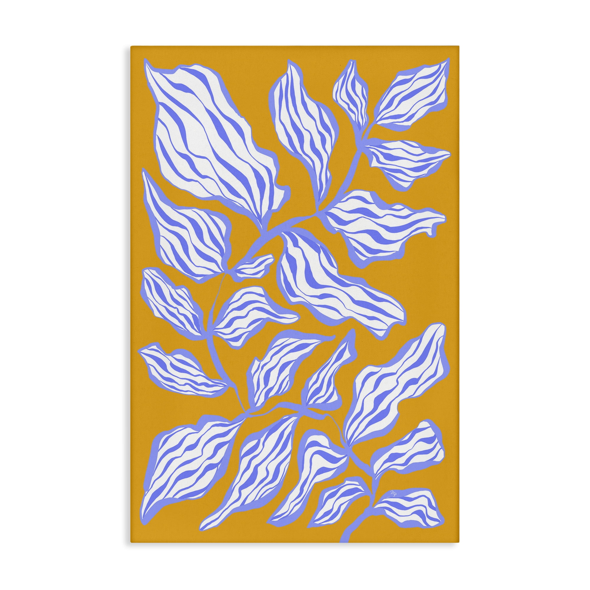 Stupell Industries Leaves on Orange Botanical & Floral Painting Gallery Wrapped Canvas Art Print Wall Art, 20 x 30