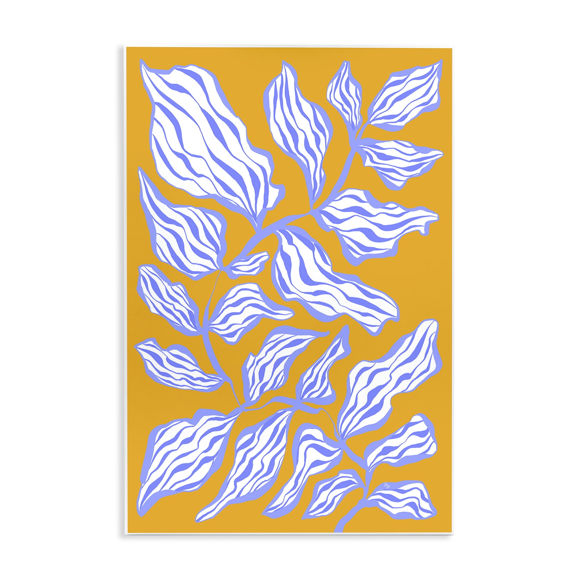 Stupell Industries Leaves on Orange Botanical & Floral Painting Unframed Art Print Wall Art, 13 x 19