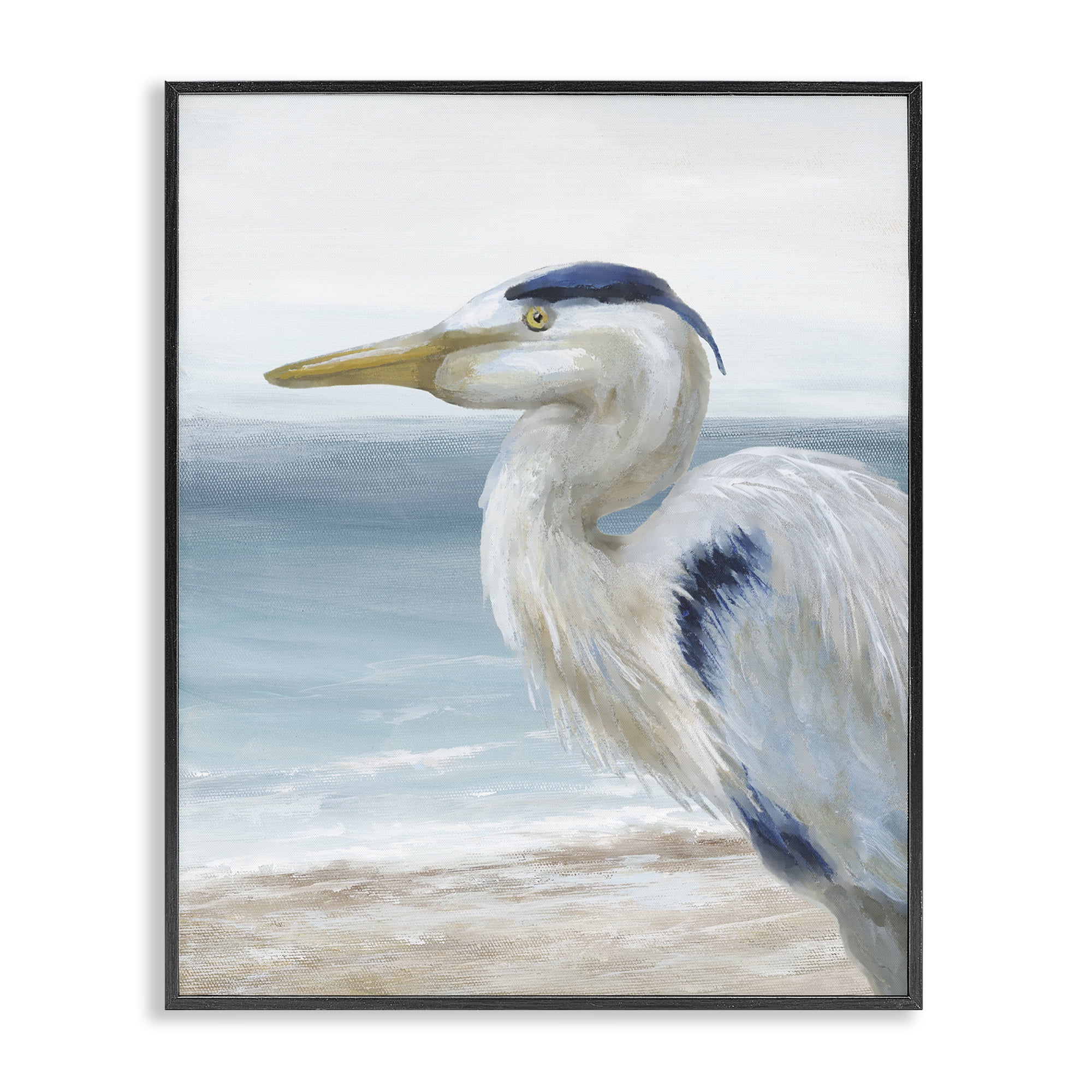 Stupell Industries Left Gazing Heron Black Framed Giclee Art, design by Nan