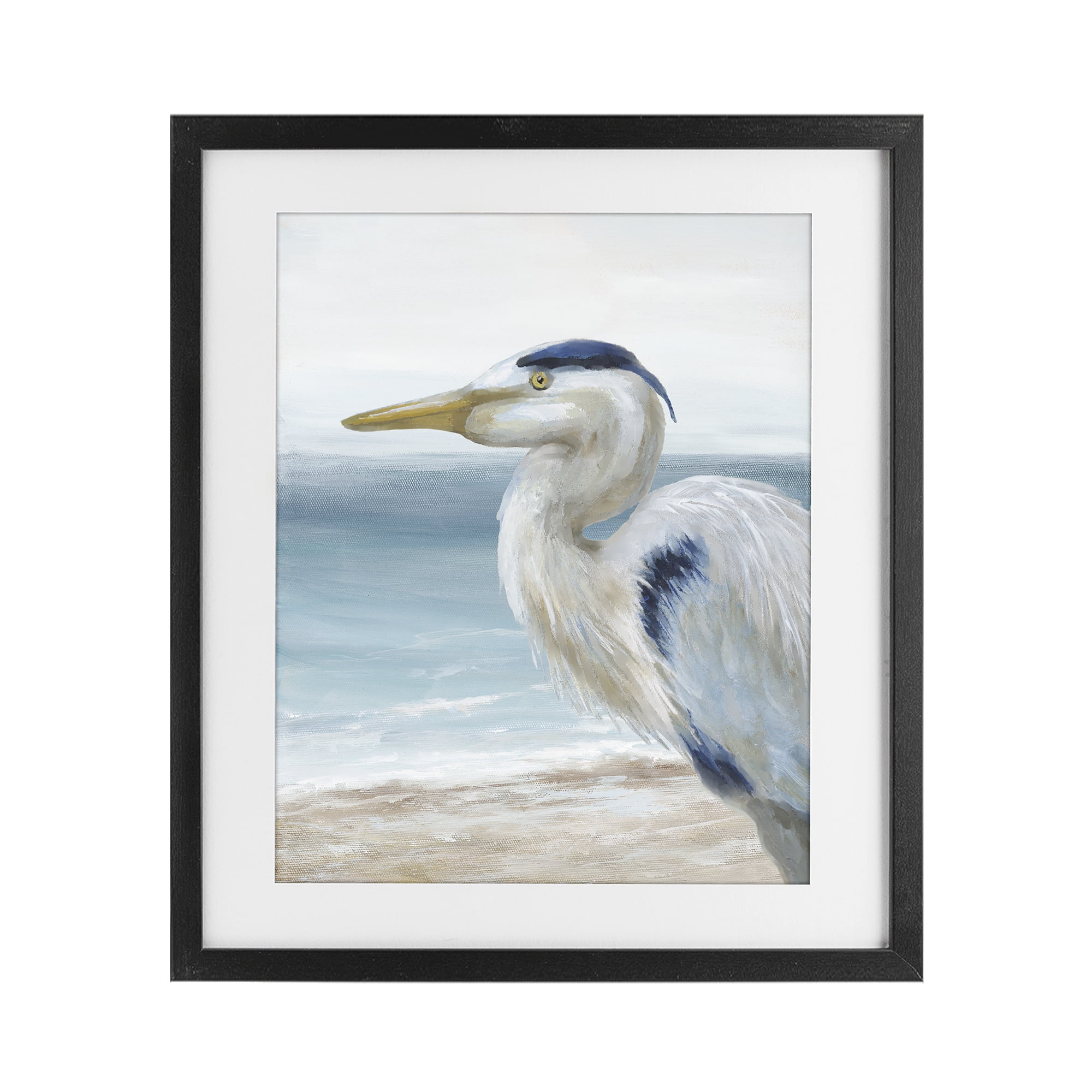 Stupell Industries Left Gazing Heron Black Framed Print Under Glass, design by Nan