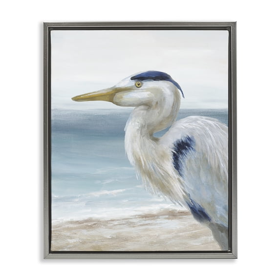 Stupell Industries Rustic Lodge Left Gazing Heron Gray Floating Frame Canvas Art, 25 x 31, by Nan