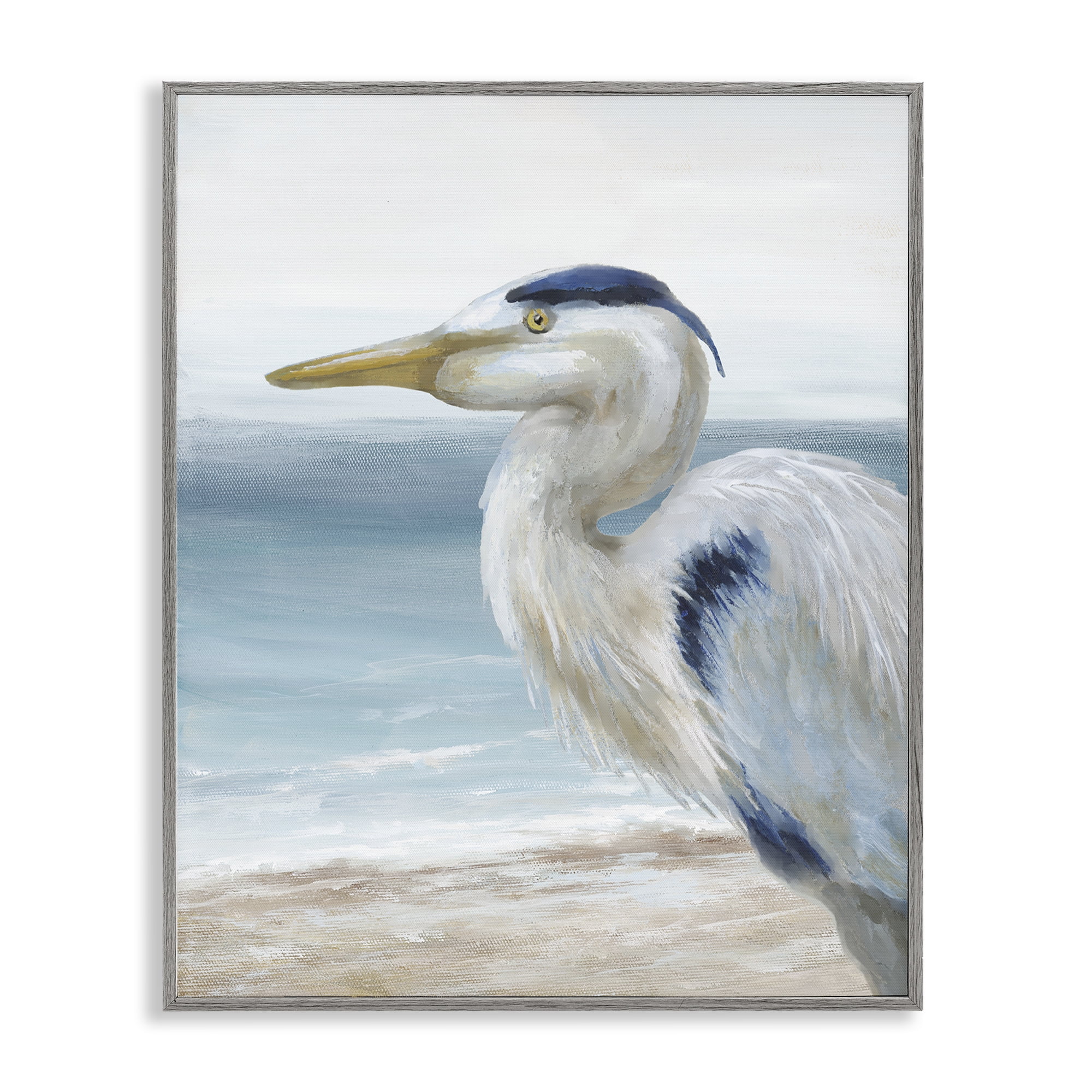 Stupell Industries Left Gazing Heron Gray Framed Giclee Art, design by Nan