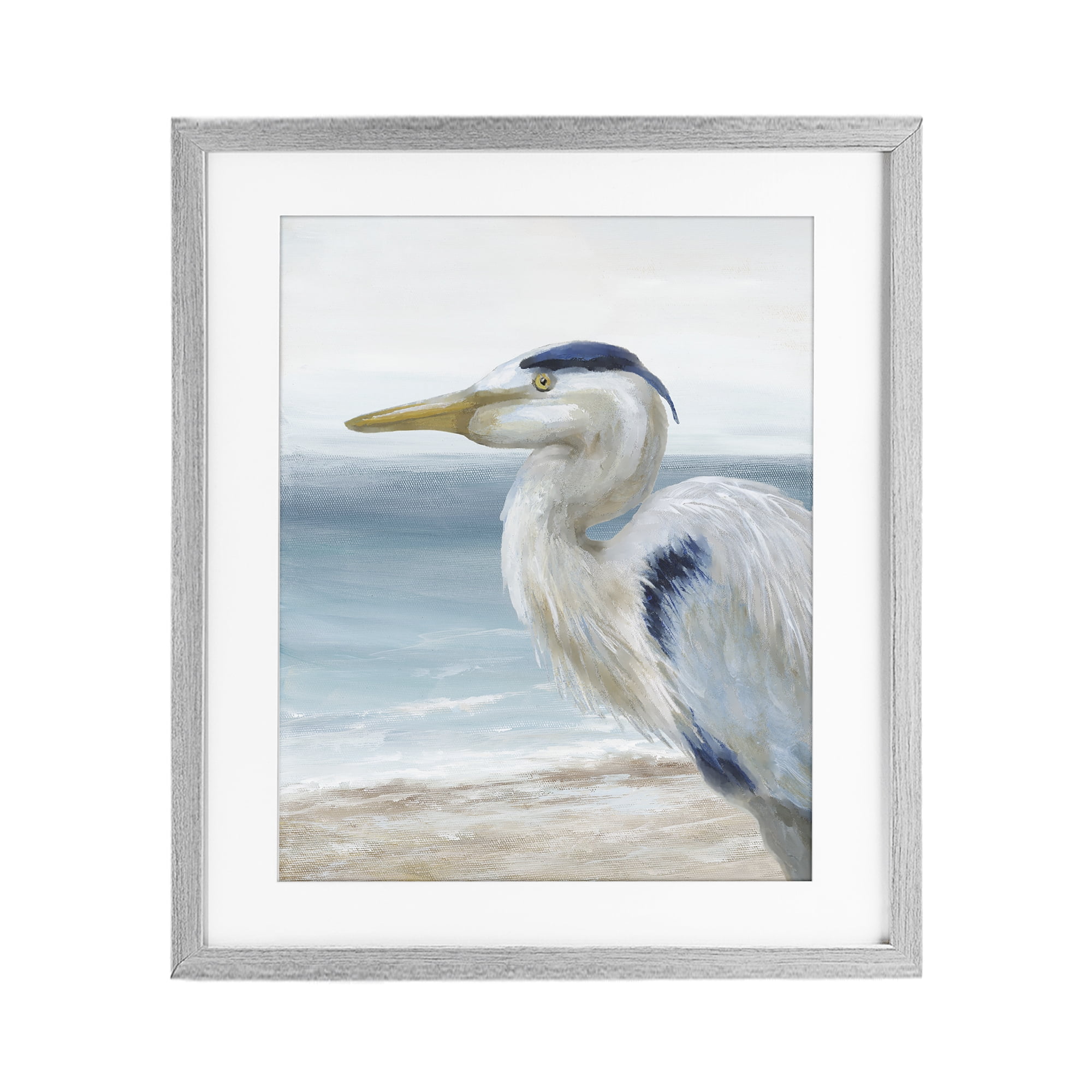 Stupell Industries Left Gazing Heron Gray Framed Print Under Glass, design by Nan