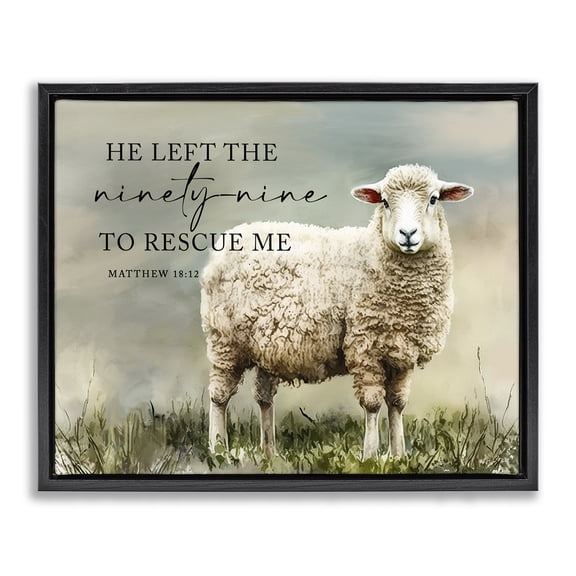 Stupell Industries Left The Ninety Nine Proverb Religious & Spiritual Painting Black Floater Framed Canvas Art Print Wall Art, 31 x 25