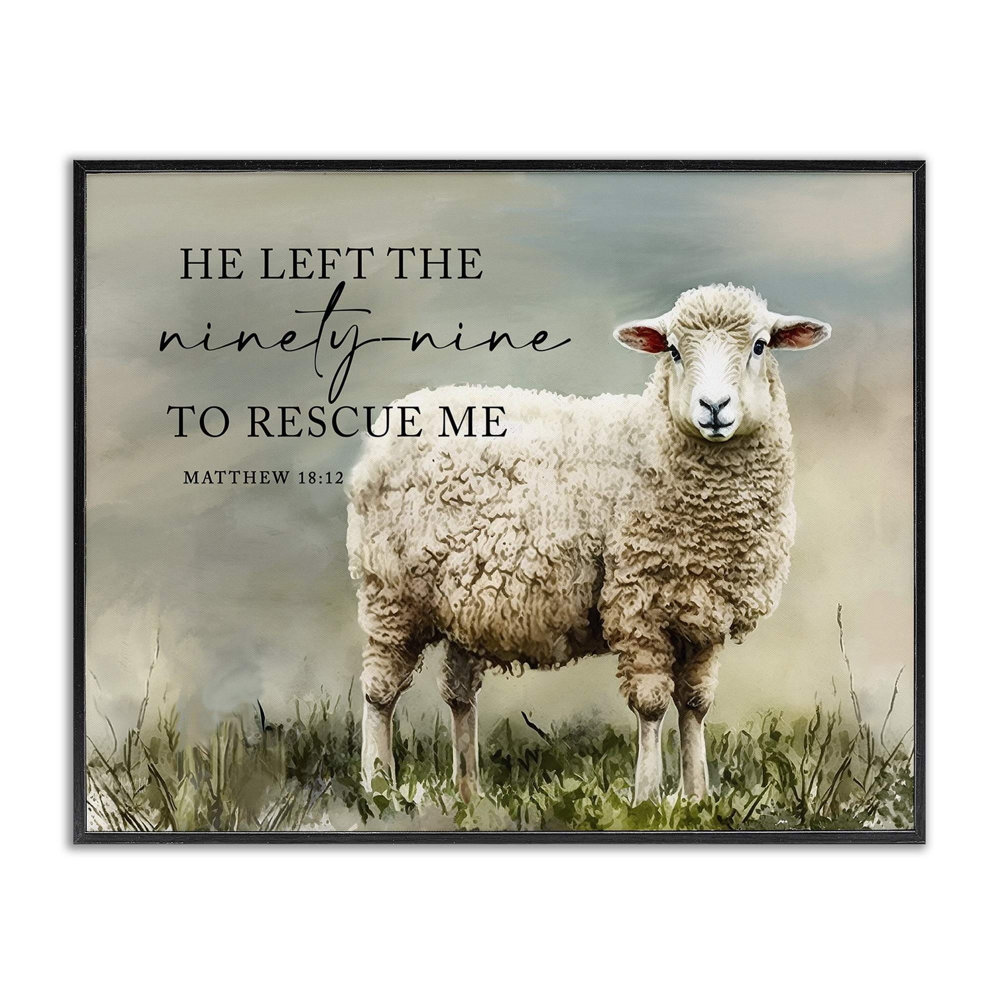Stupell Industries Left The Ninety Nine Proverb Religious & Spiritual Painting Black Framed Art Print Wall Art, 14 x 11