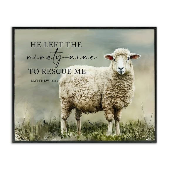 Stupell Industries Left The Ninety Nine Proverb Religious & Spiritual Painting Black Framed Art Print Wall Art, 14 x 11