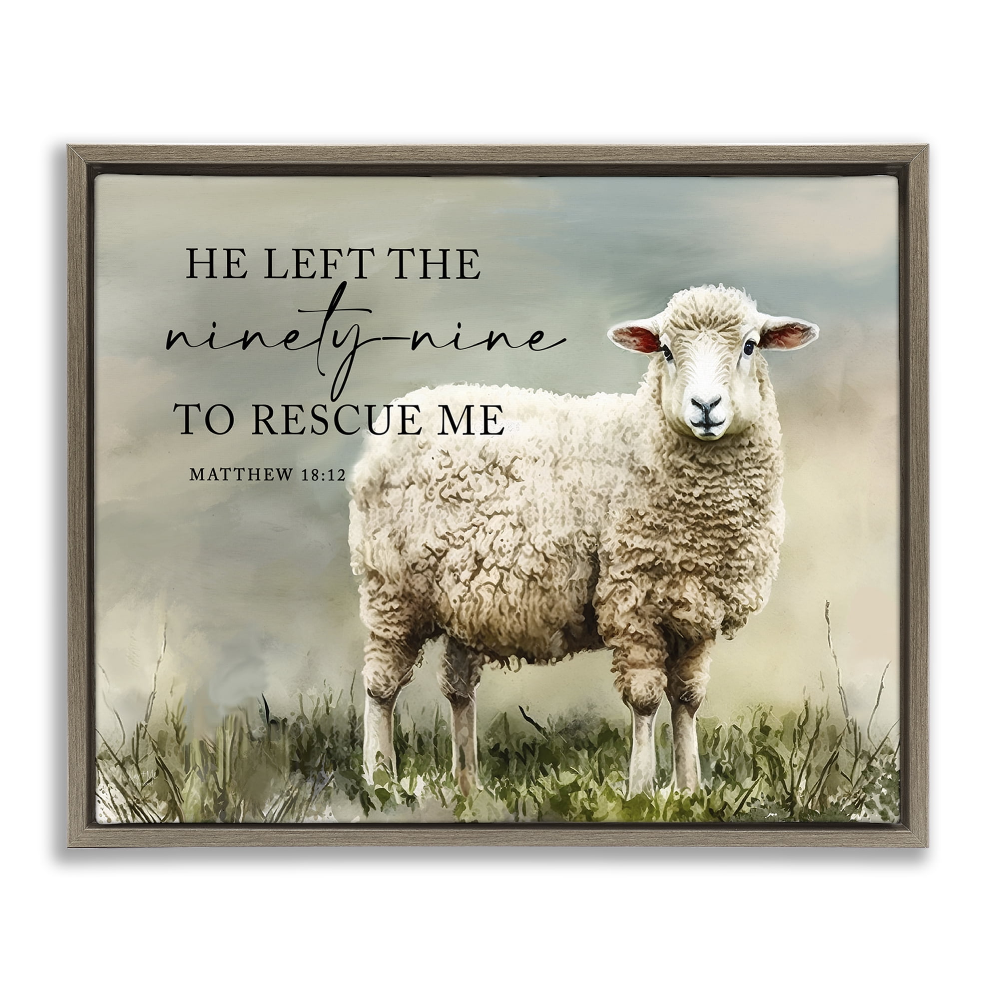 Stupell Industries Left The Ninety Nine Proverb Religious & Spiritual Painting Brown Floater Framed Canvas Art Print Wall Art, 21 x 17
