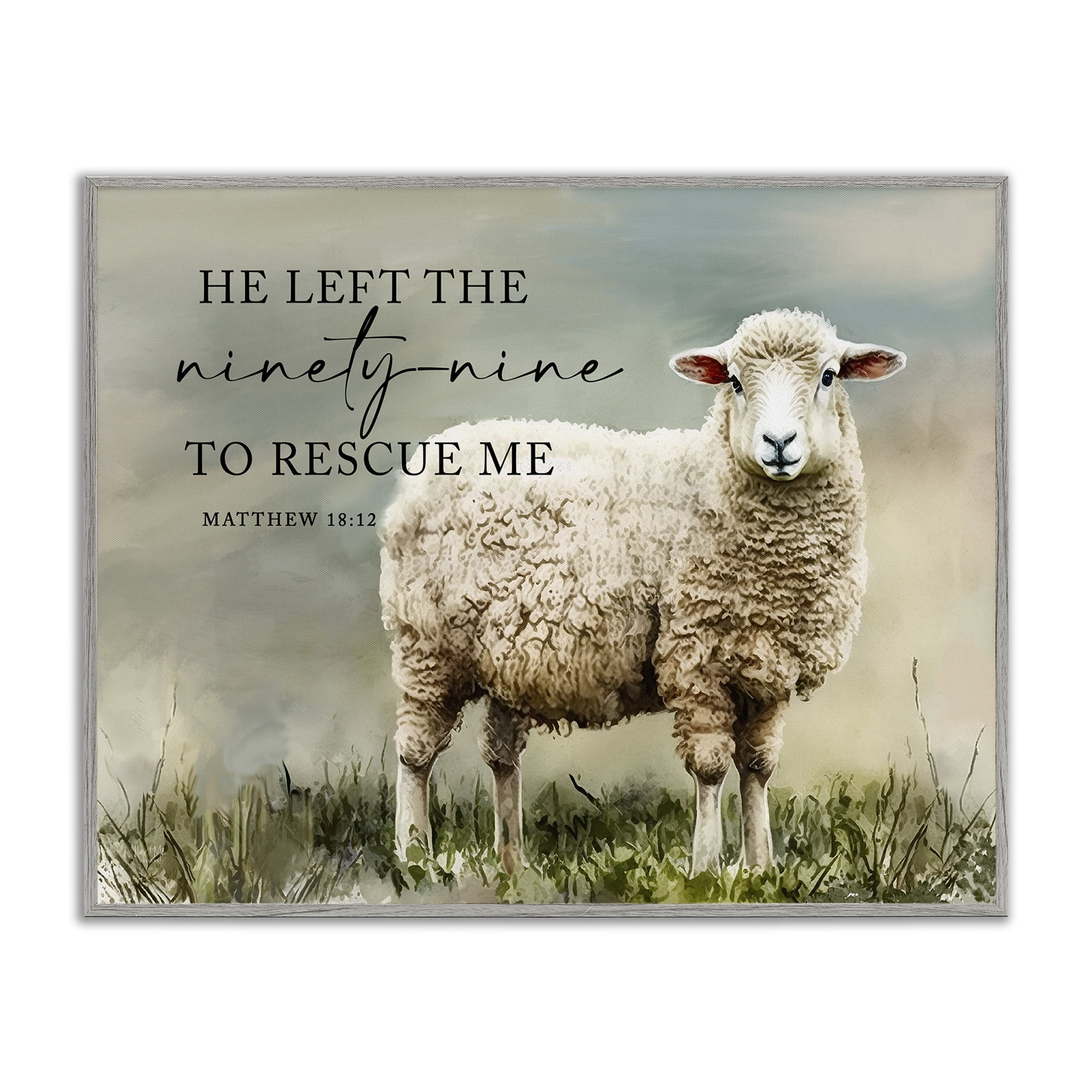 Stupell Industries Left The Ninety Nine Proverb Religious & Spiritual Painting Gray Framed Art Print Wall Art, 14 x 11