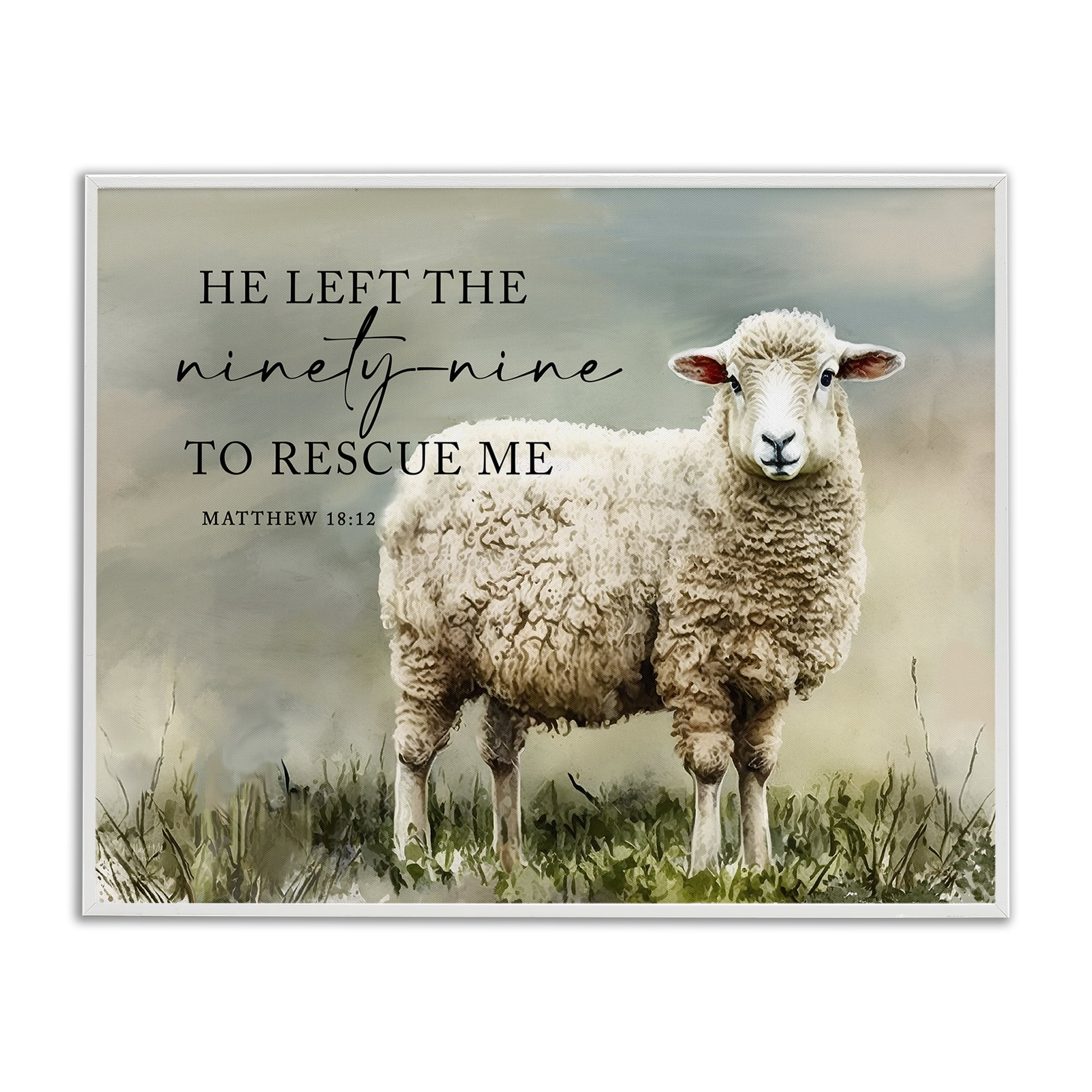 Stupell Industries Left The Ninety Nine Proverb Religious & Spiritual Painting White Framed Art Print Wall Art, 14 x 11