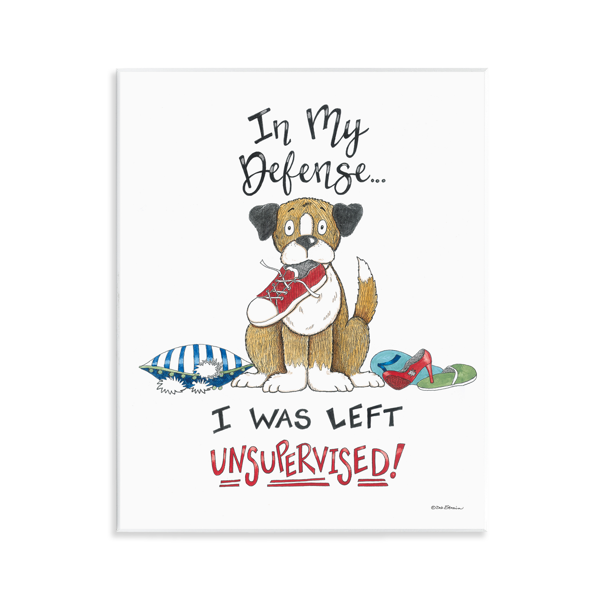 Stupell Industries Left Unsupervised Dog Animals Painting Unframed Art Print Wall Art, 11 x 14