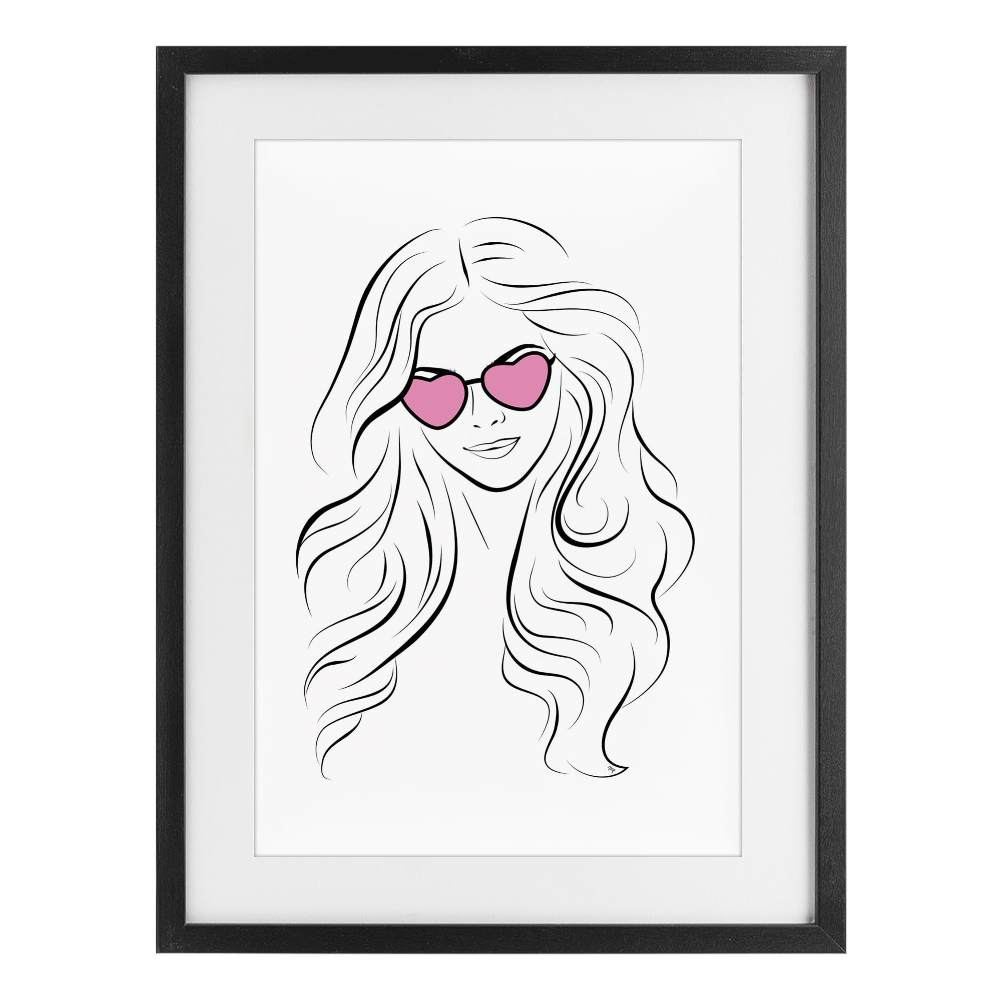 Stupell Industries Leila Pink Heart Sunglasses Black Framed Print Under Glass, design by Martina Pavlova