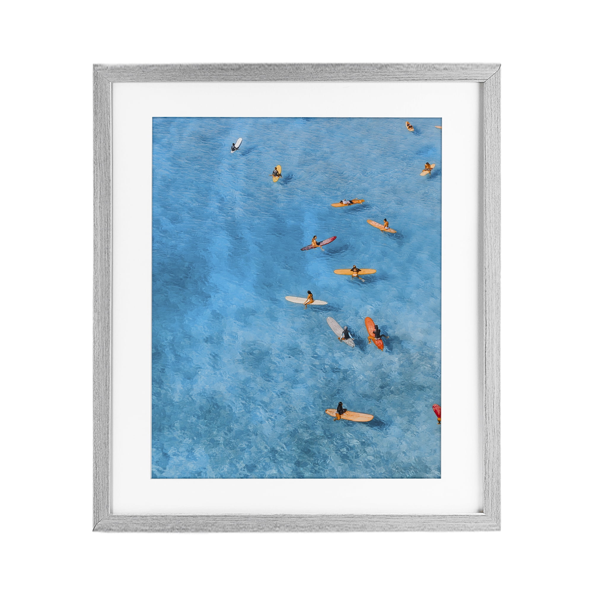 Stupell Industries Leisurely Surfers on Sea Gray Framed Print Under Glass, design by Jesse Keith
