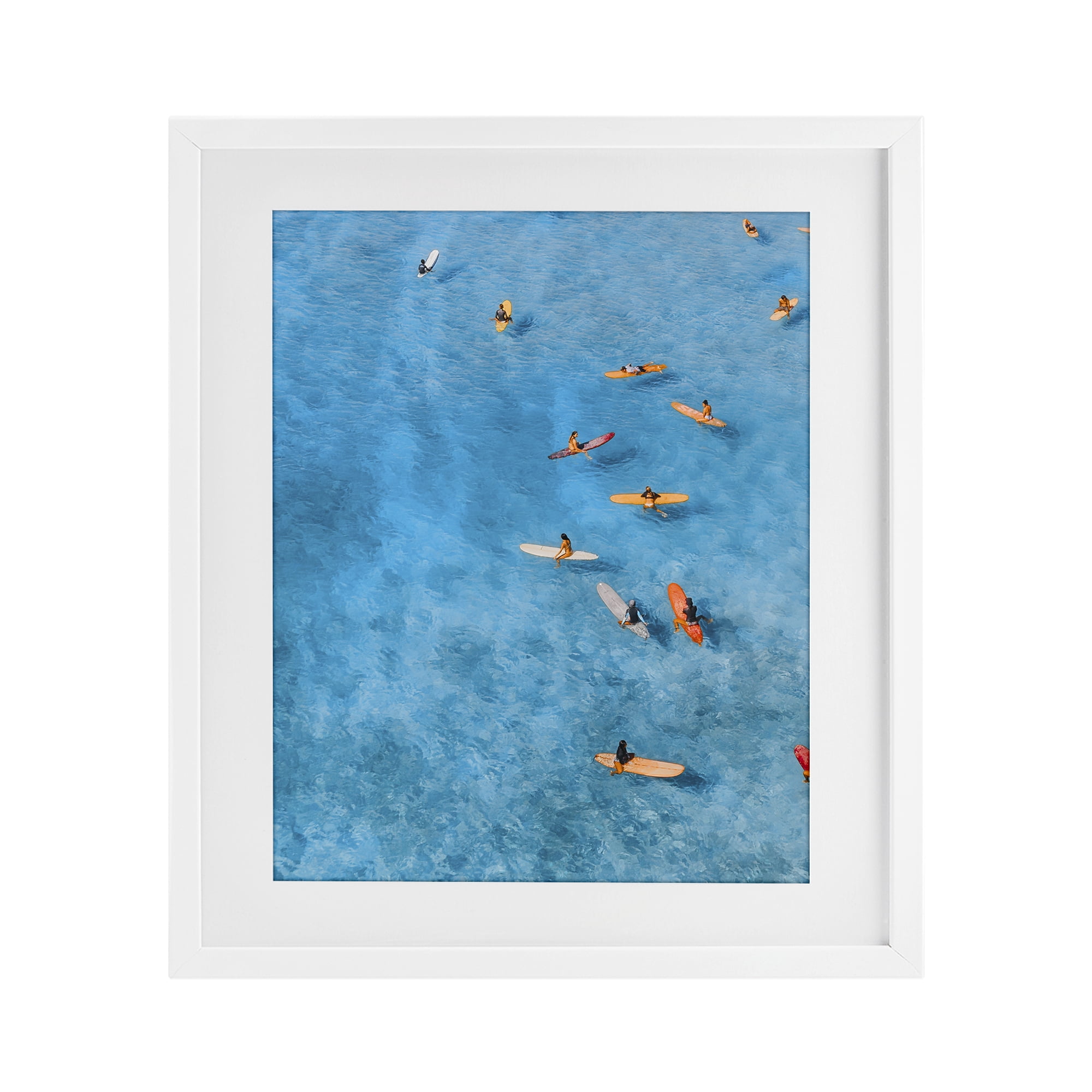 Stupell Industries Leisurely Surfers on Sea White Framed Print Under Glass, design by Jesse Keith