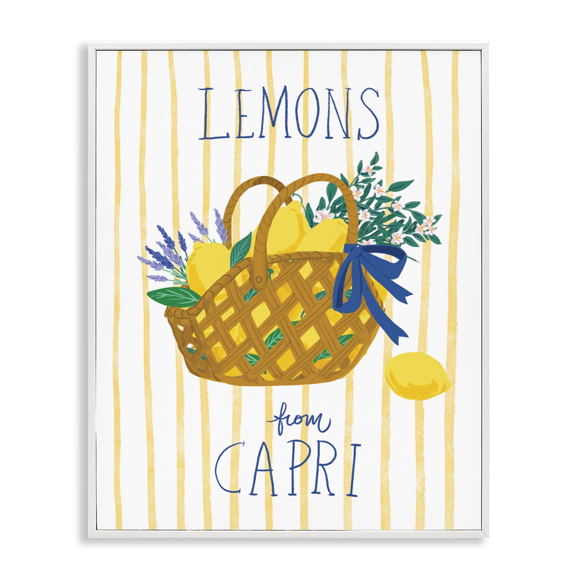 Stupell Industries Lemon Basket from Capri Food & Beverage Painting White Framed Art Print Wall Art, 11 x 14