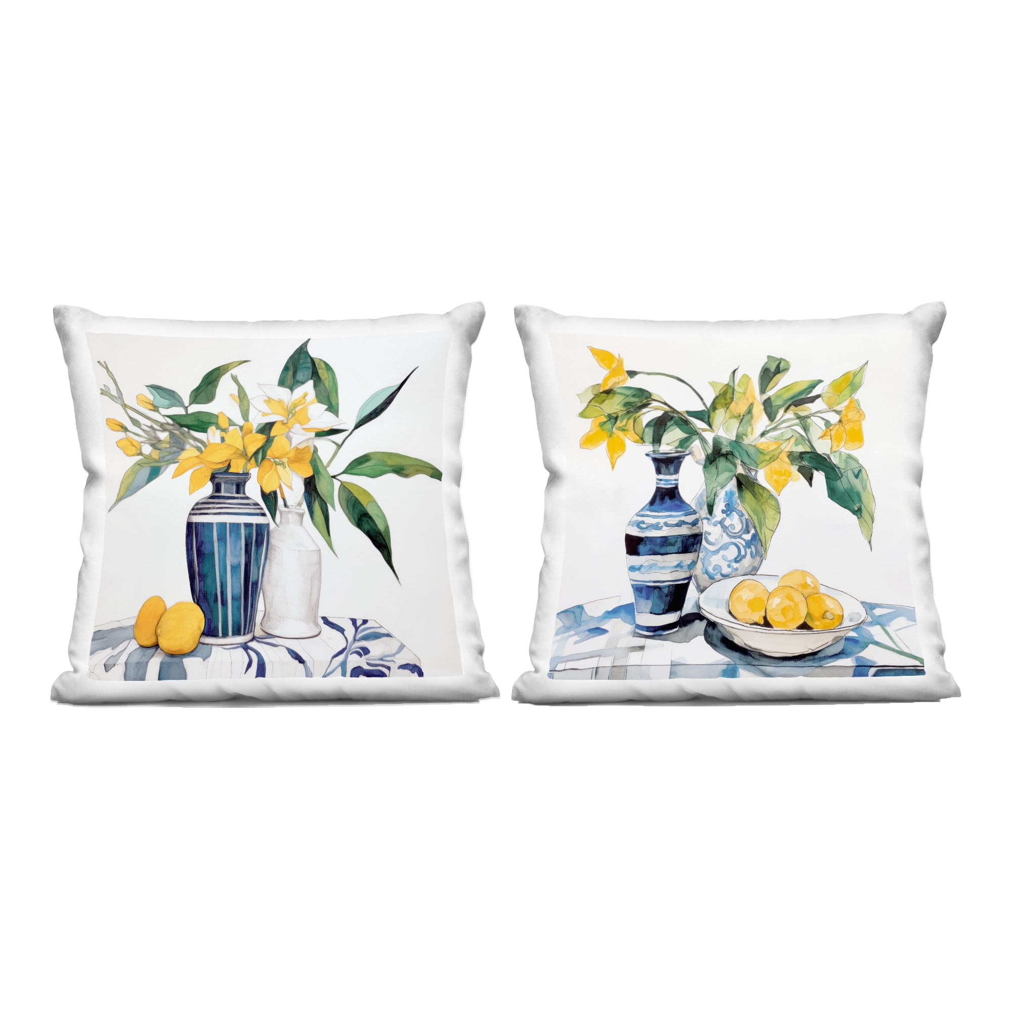 Stupell Industries Lemon Blooms Table Setting 2 Piece Decorative Printed Throw Pillow Set, design by Ray Powers