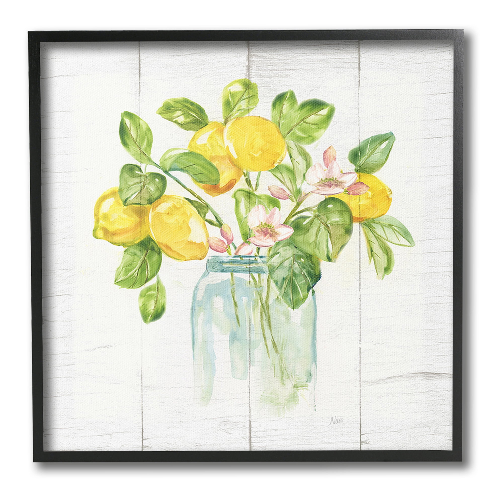 Stupell Industries Lemon Blossom Bouquet Food & Beverage Painting Black Framed Art Print Wall Art, 24 x 24