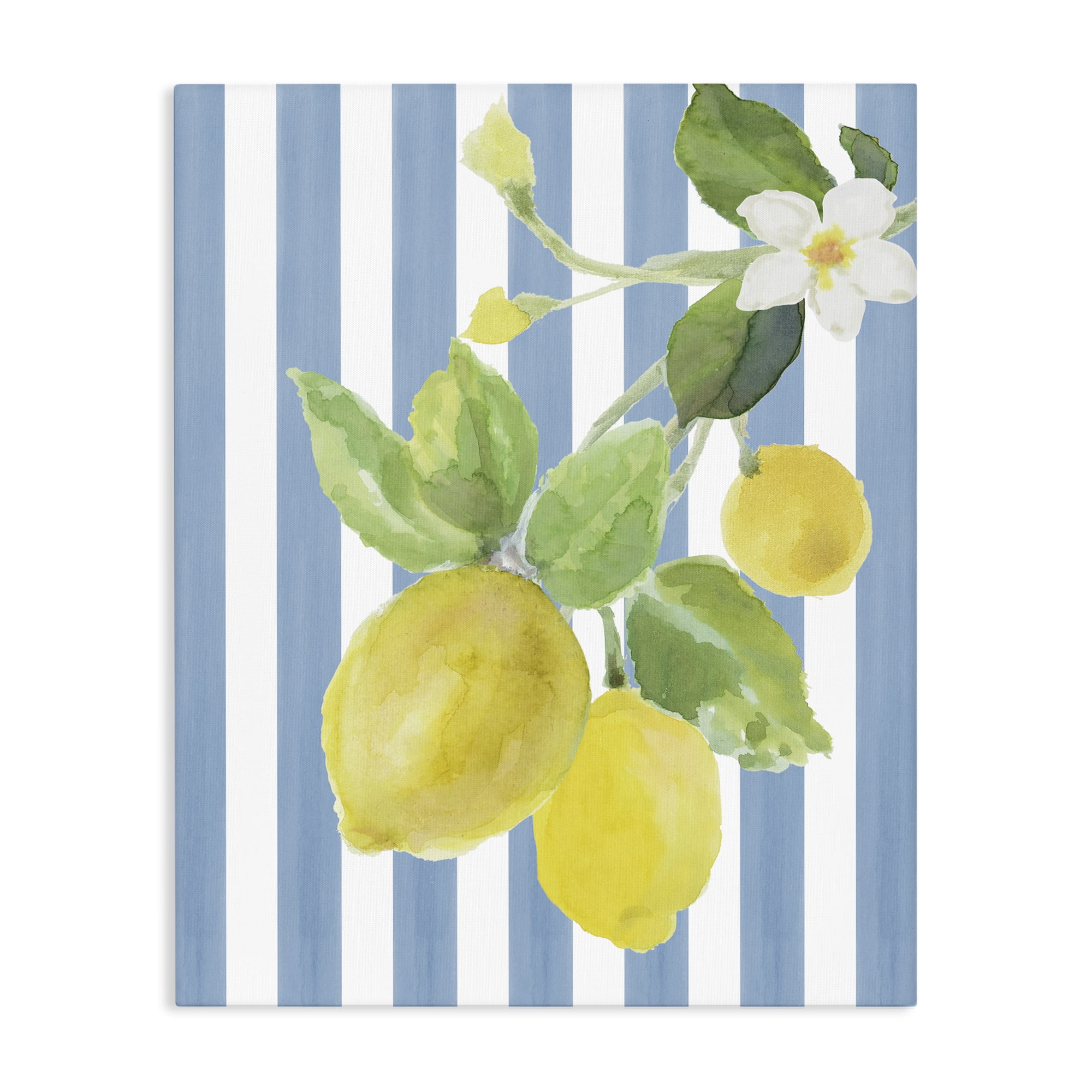 Stupell Industries Lemon Blossom on Blue Stripes Canvas Wall Art, design by Lanie Loreth