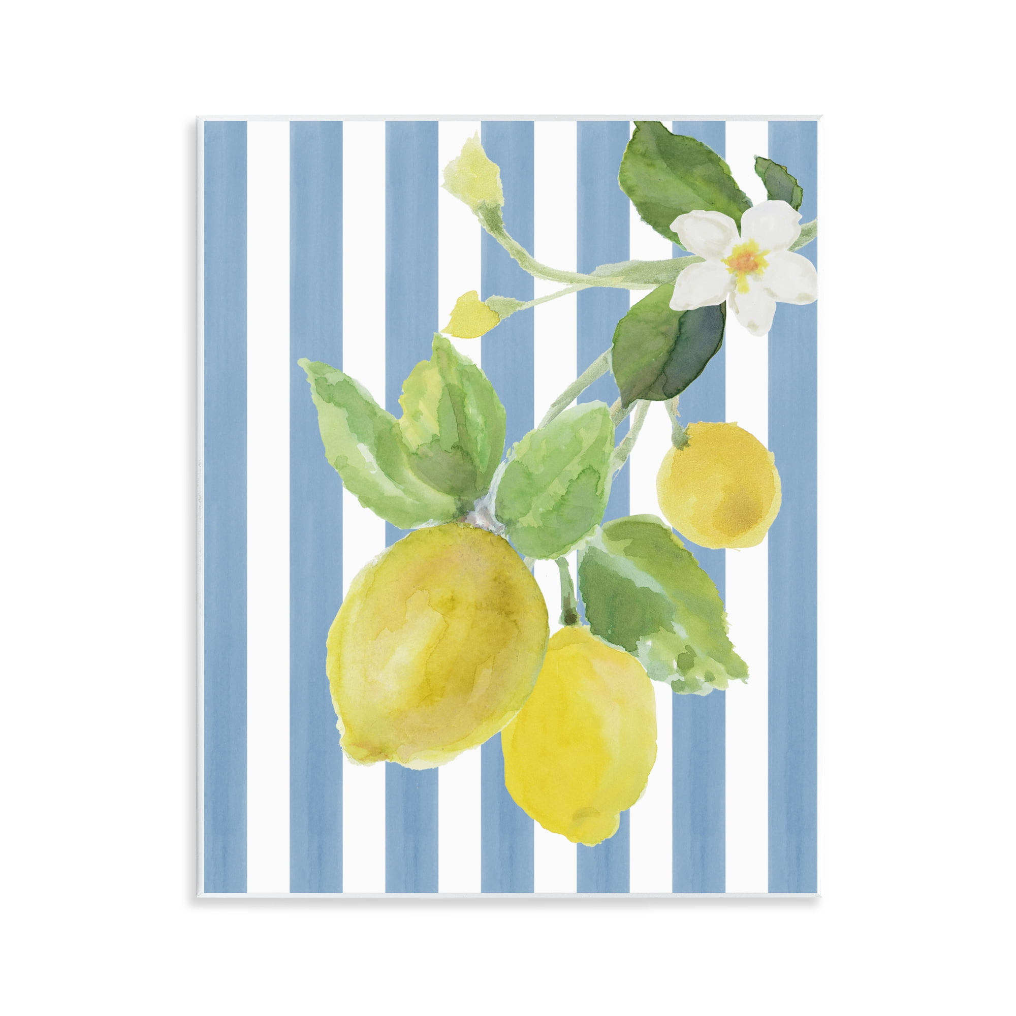 Stupell Industries Lemon Blossom on Blue Stripes Wall Plaque Art, design by Lanie Loreth