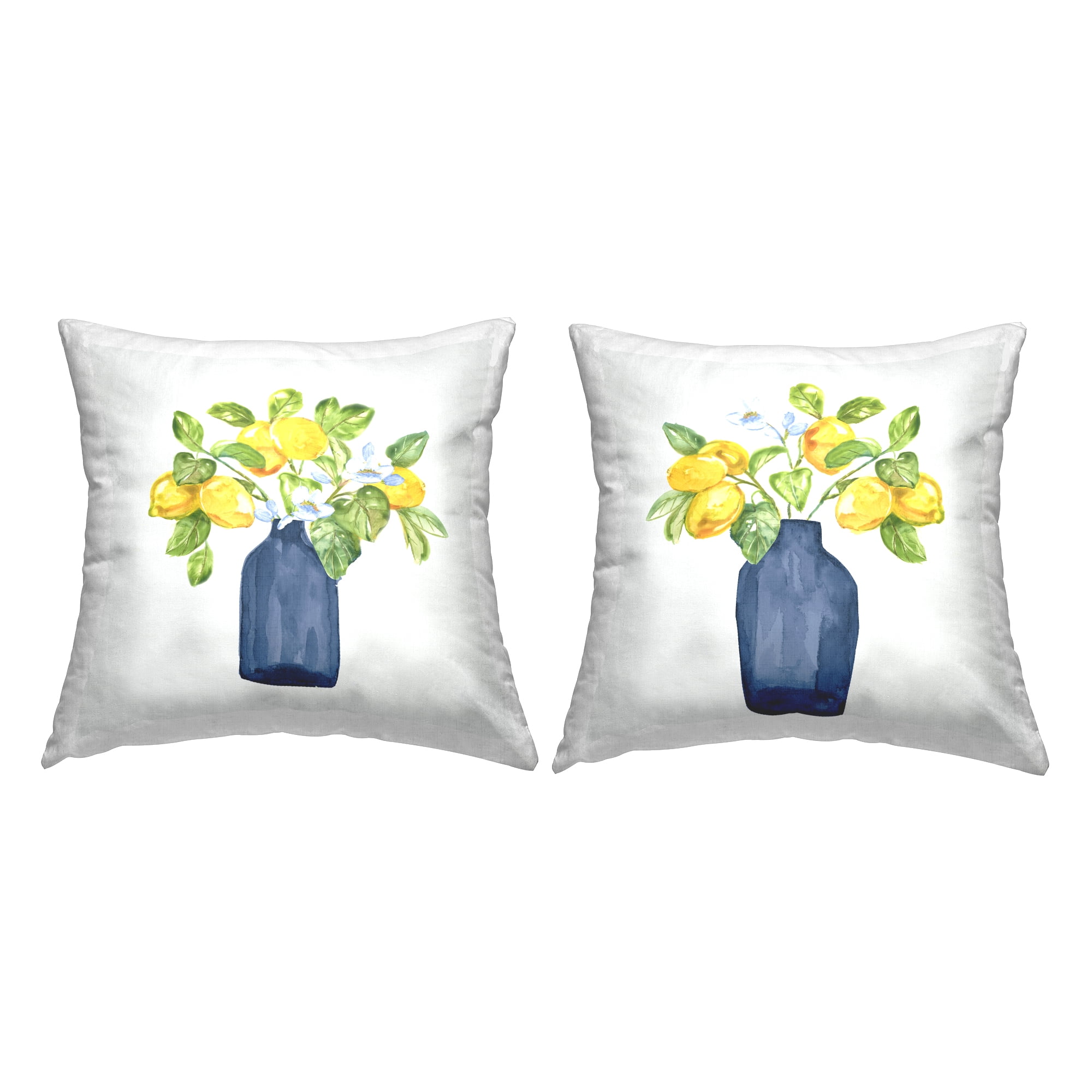 Stupell Industries Lemon Bouquets in Vases Decorative Printed Throw Pillow Design by Nan.