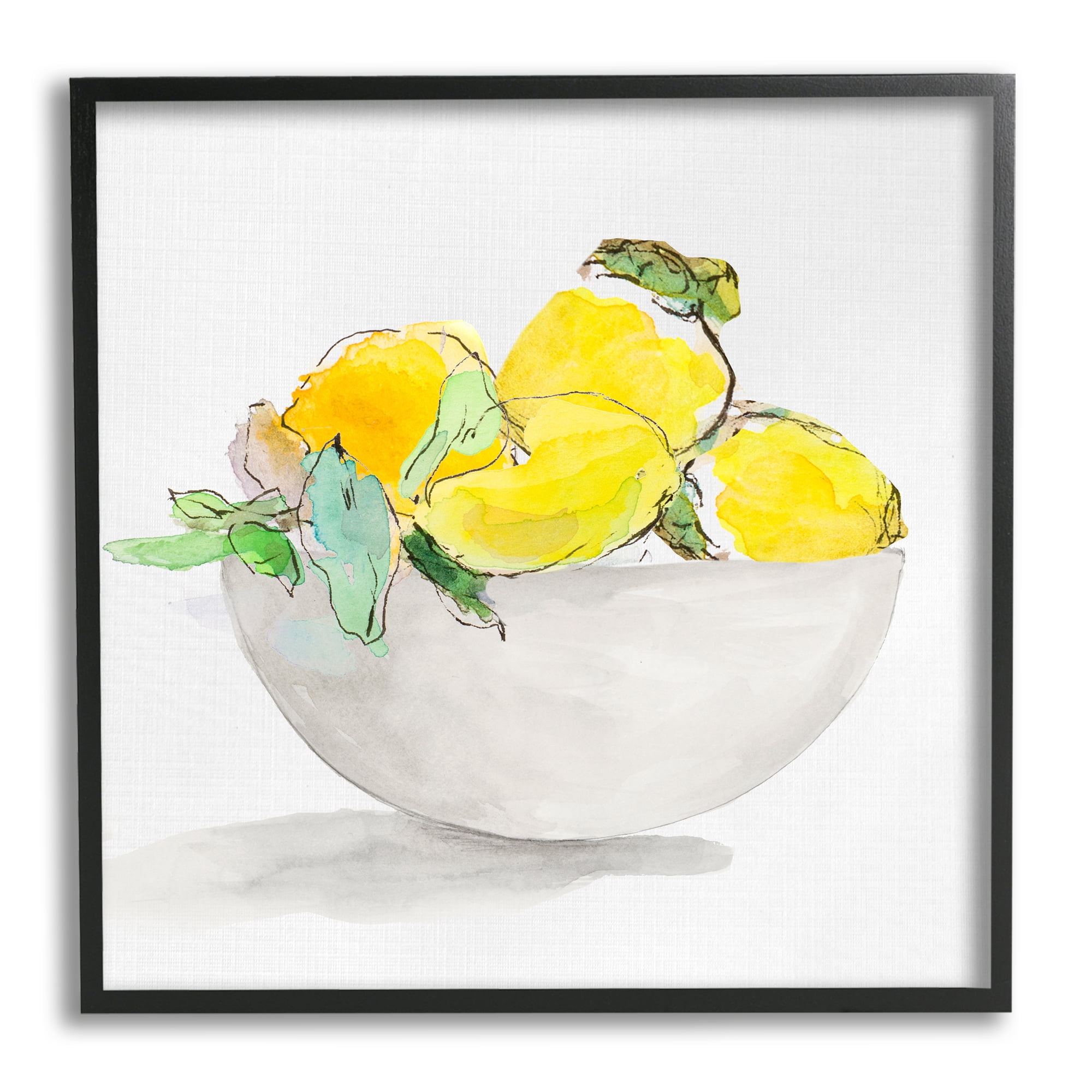 Stupell Industries Lemon Bowl Painting Food & Beverage Painting Black Framed Art Print Wall Art, 24 x 24