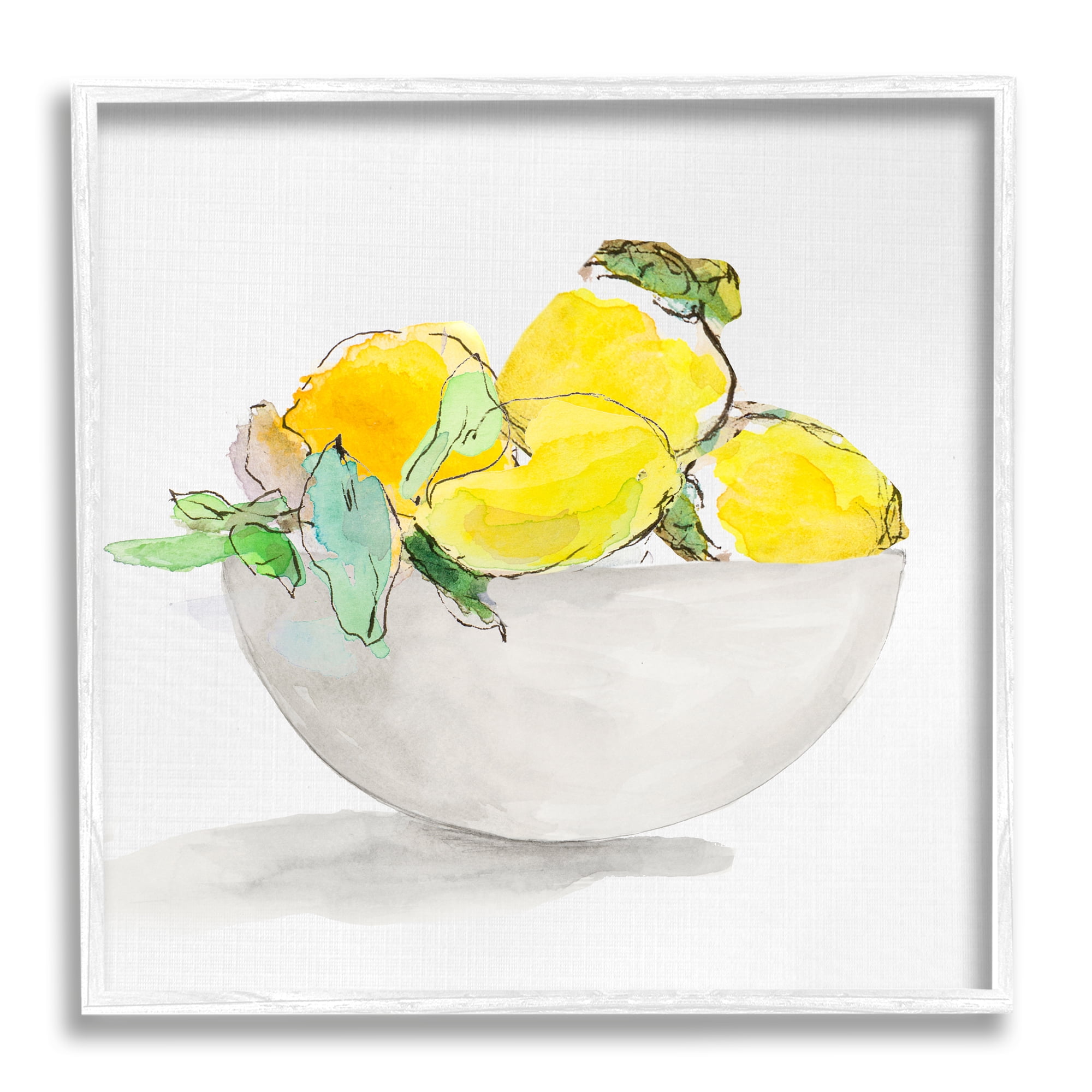 Stupell Industries Lemon Bowl Painting Food & Beverage Painting White Framed Art Print Wall Art, 12 x 12