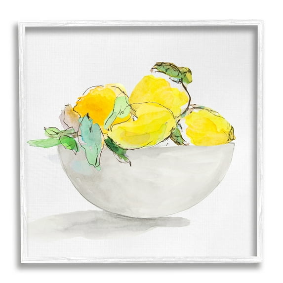 Stupell Industries Lemon Bowl Painting Food & Beverage Painting White Framed Art Print Wall Art, 24 x 24