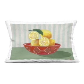 Stupell Industries Lemon Bowl with Stripes Decorative Printed Throw Pillow, design by Rachael Reese, 14 x 7 x 20