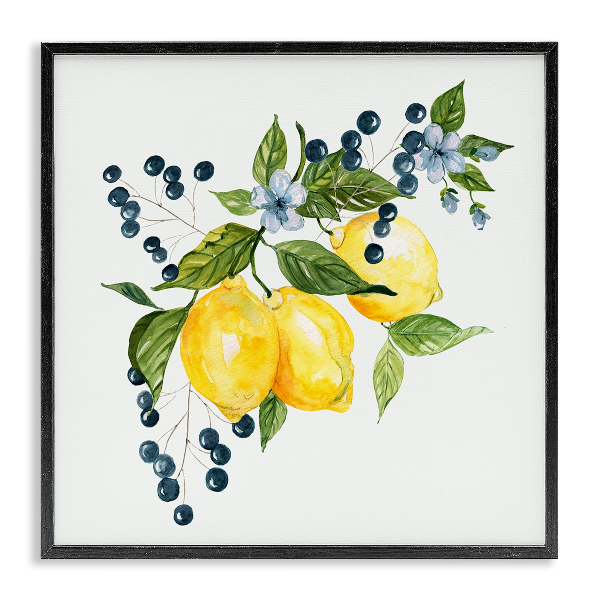 Stupell Industries Lemon Branch with Berries Black Framed Giclee Art, design by Livi Finn