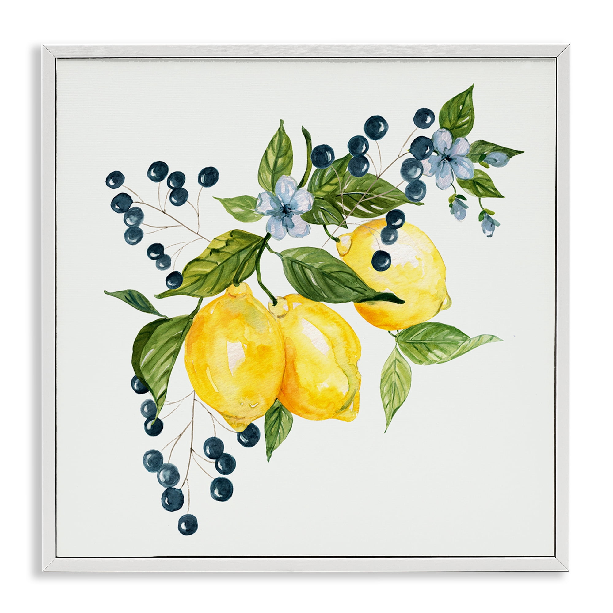 Stupell Industries Lemon Branch with Berries White Framed Giclee Art, design by Livi Finn