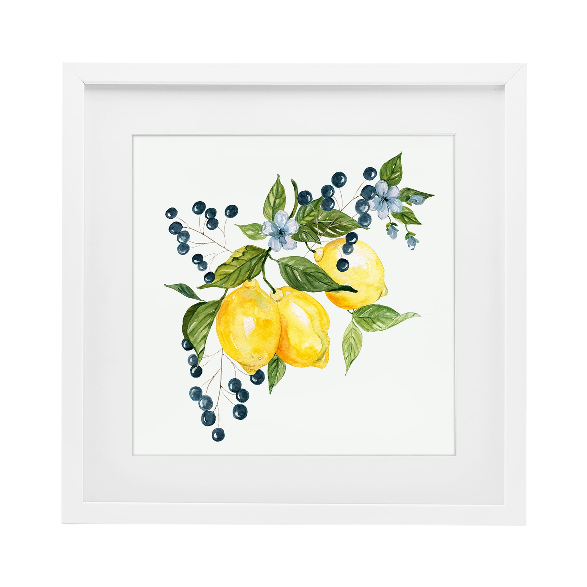 Stupell Industries Lemon Branch with Berries White Framed Print Under Glass, design by Livi Finn