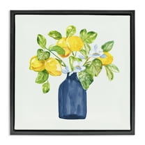 Stupell Industries Lemon Branches in Blue Food & Beverage Painting Black Floater Framed Canvas Art Print Wall Art, 18 x 18