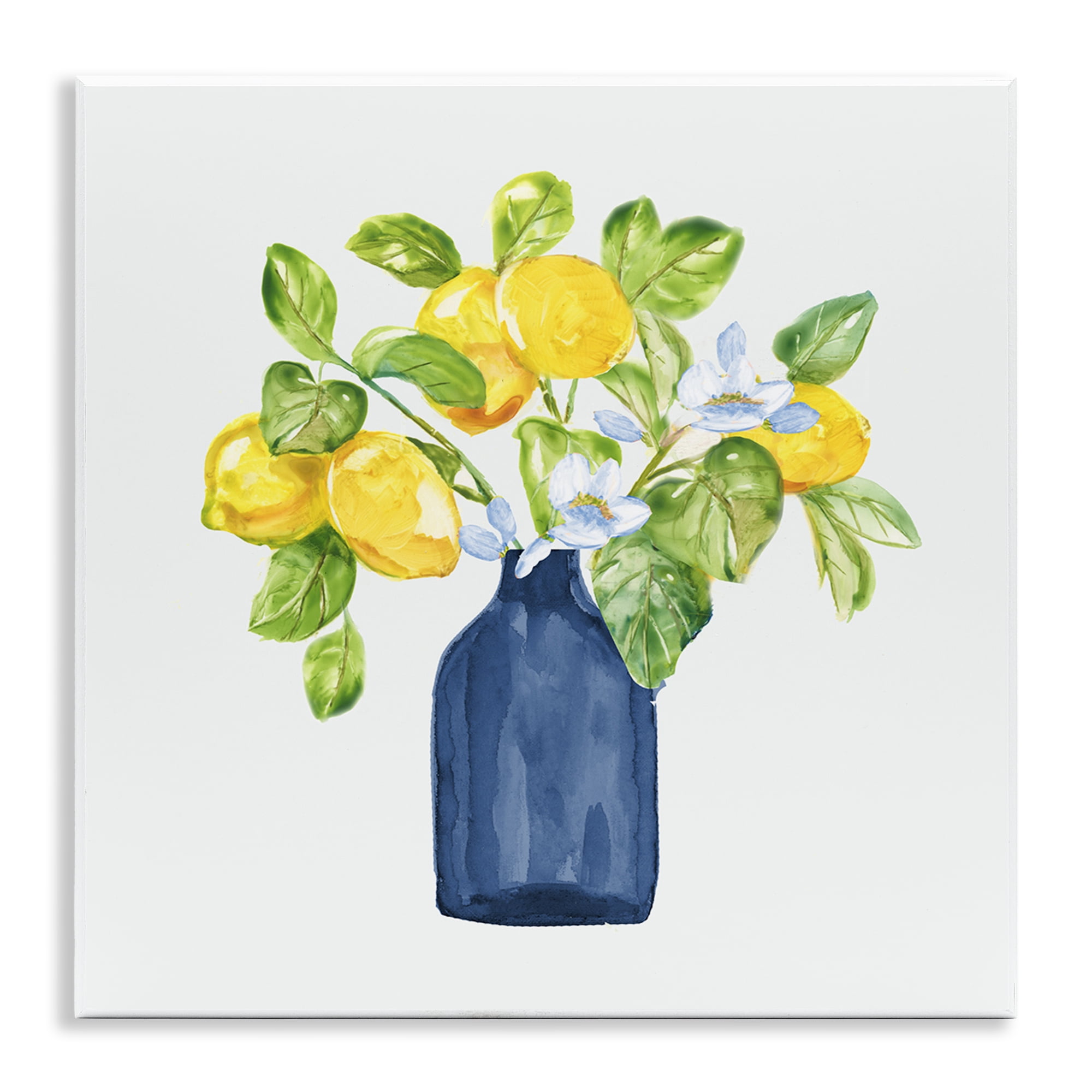 Stupell Industries Lemon Branches in Blue Food & Beverage Painting Unframed Art Print Wall Art, 12 x 12