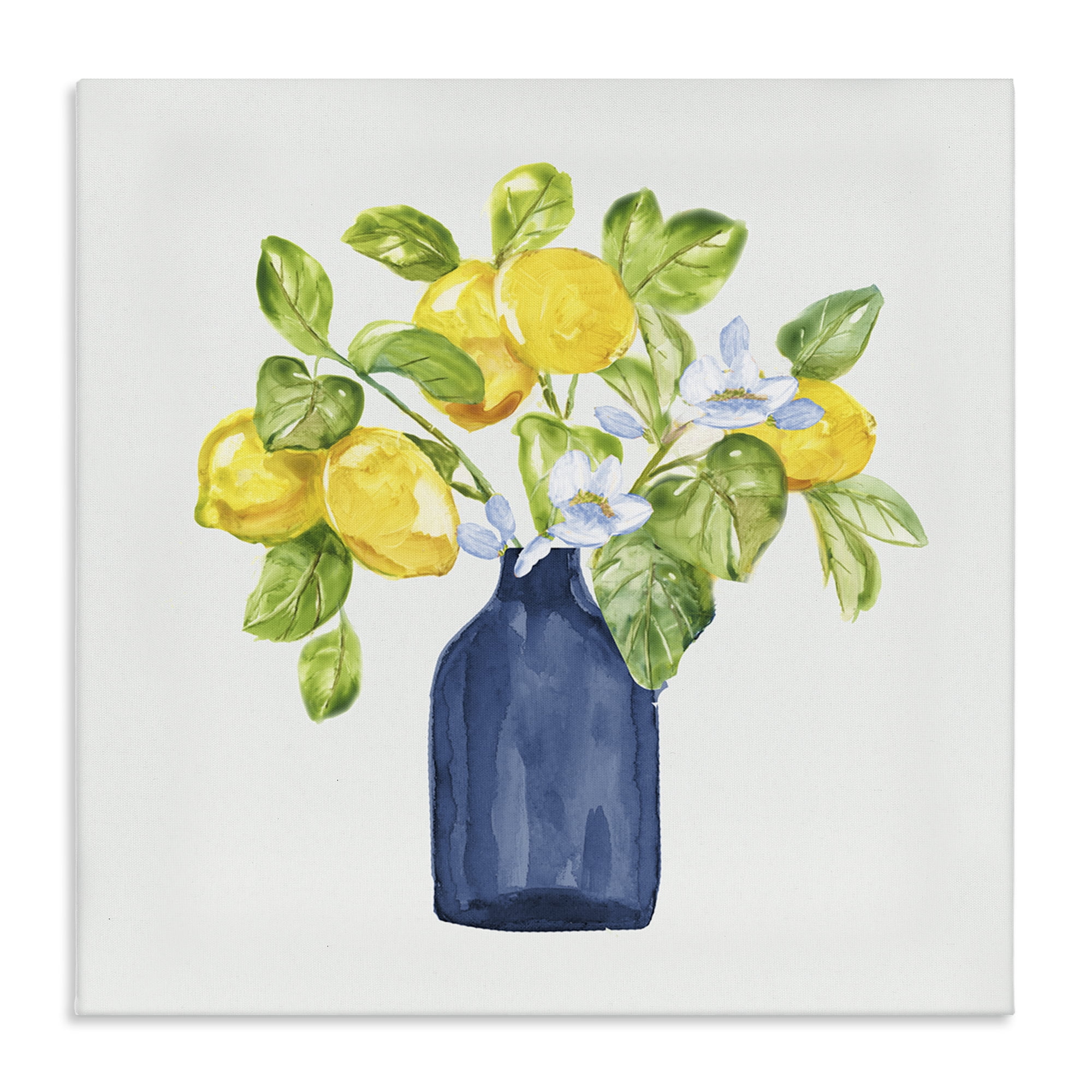 Stupell Industries Lemon Branches in Blue Food & Beverage Painting Wrapped Canvas Art Print Wall Art, 30 x 30