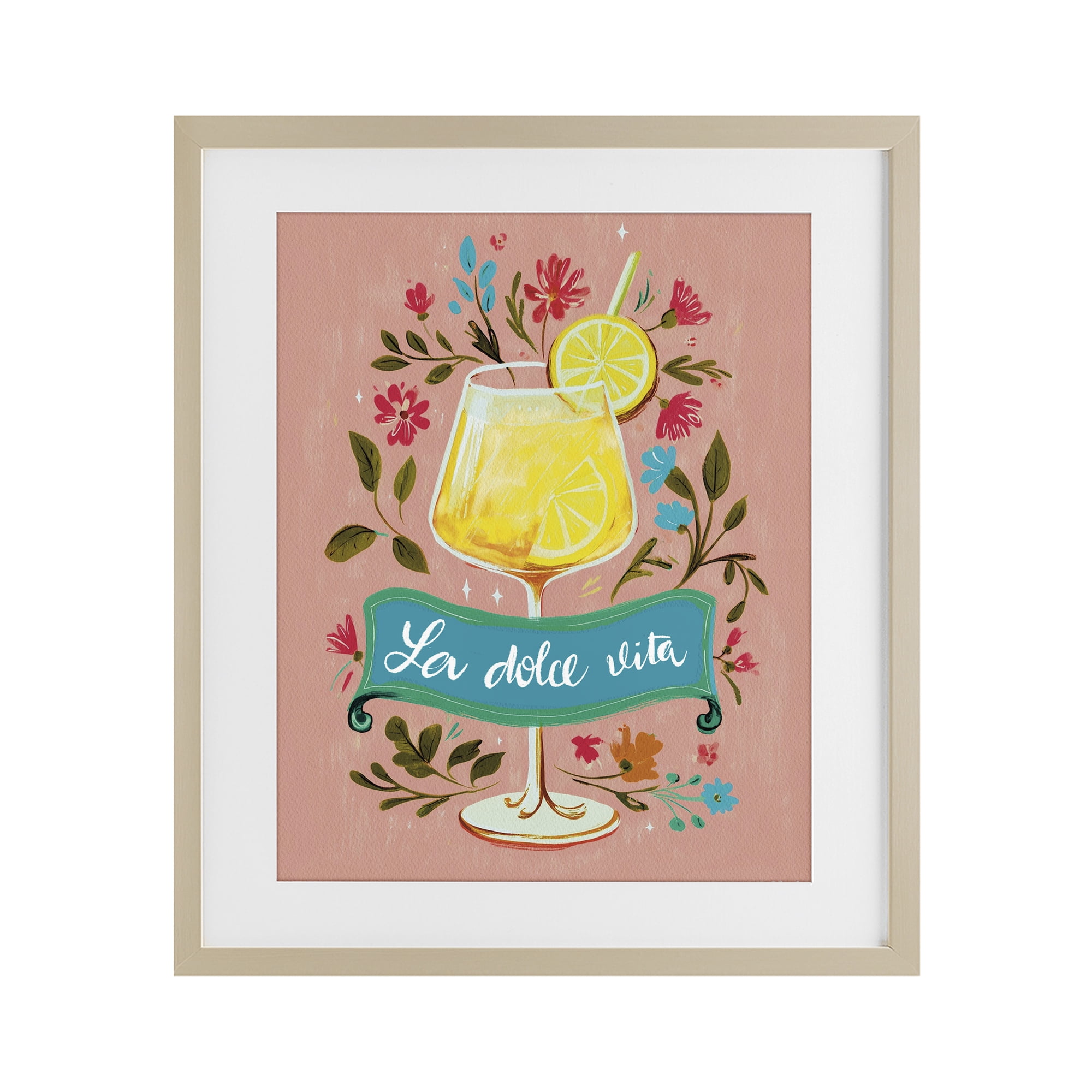 Stupell Industries Lemon Cocktail Sweet Life Birch Framed Print Under Glass, design by Yen