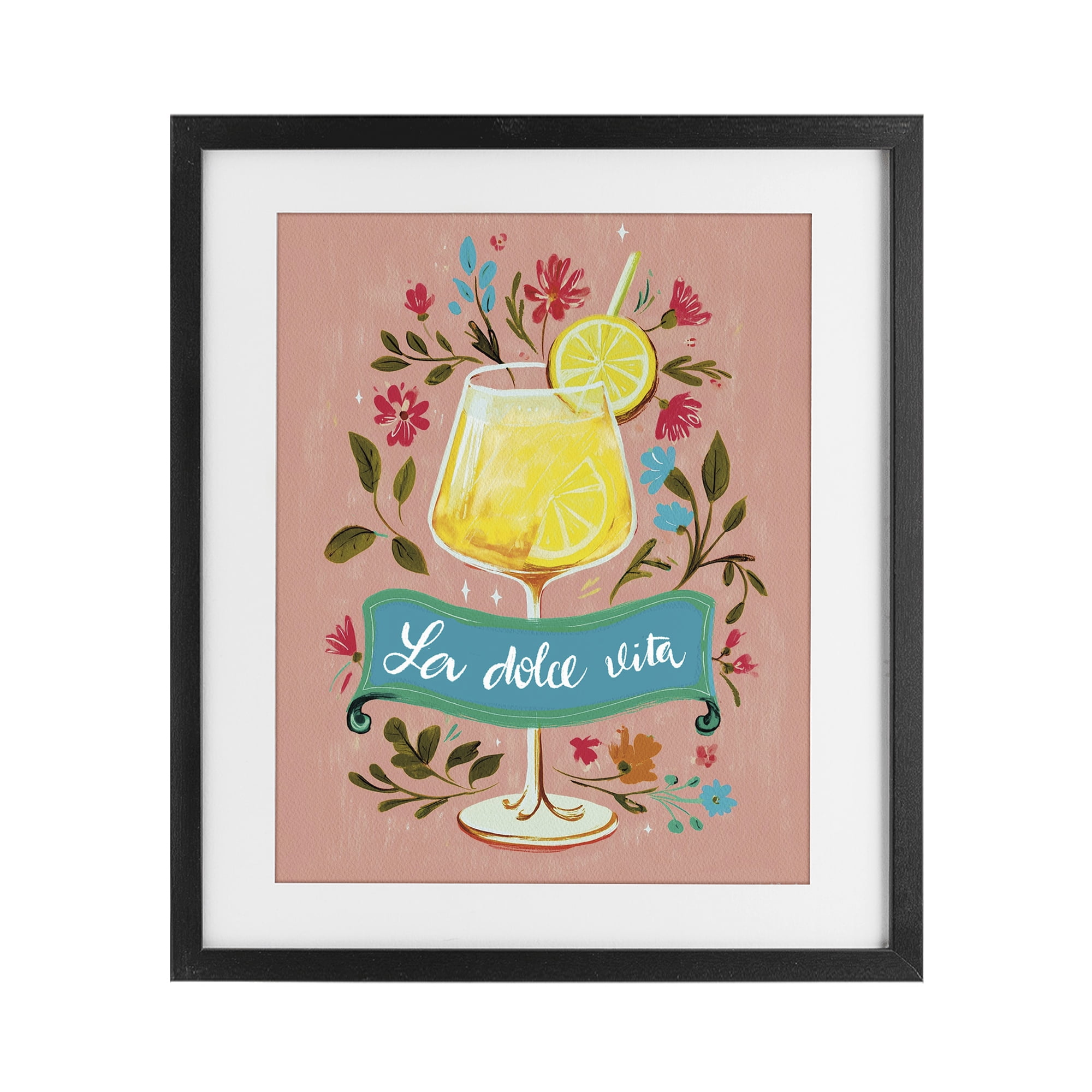 Stupell Industries Lemon Cocktail Sweet Life Black Framed Print Under Glass, design by Yen
