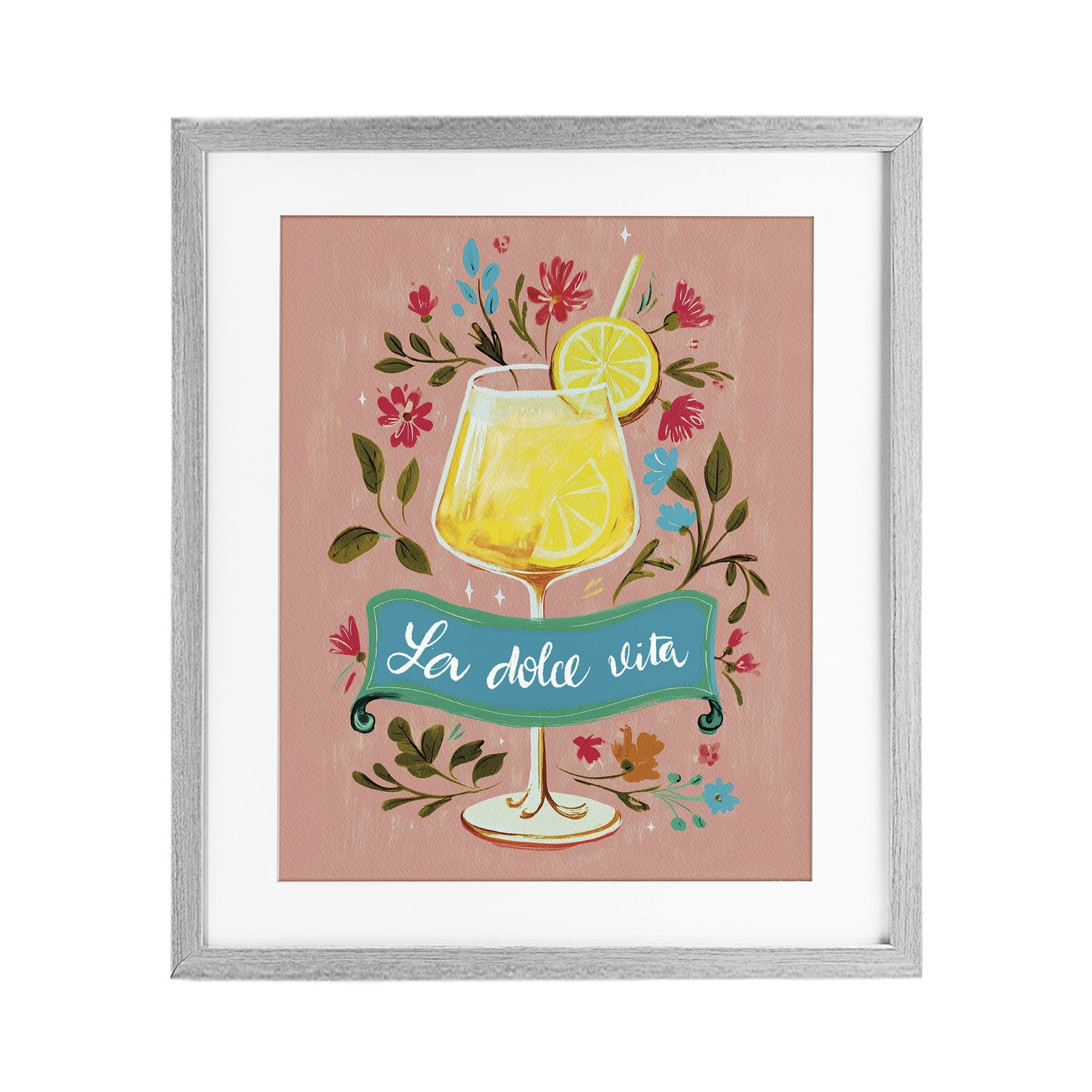 Stupell Industries Lemon Cocktail Sweet Life Gray Framed Print Under Glass, design by Yen