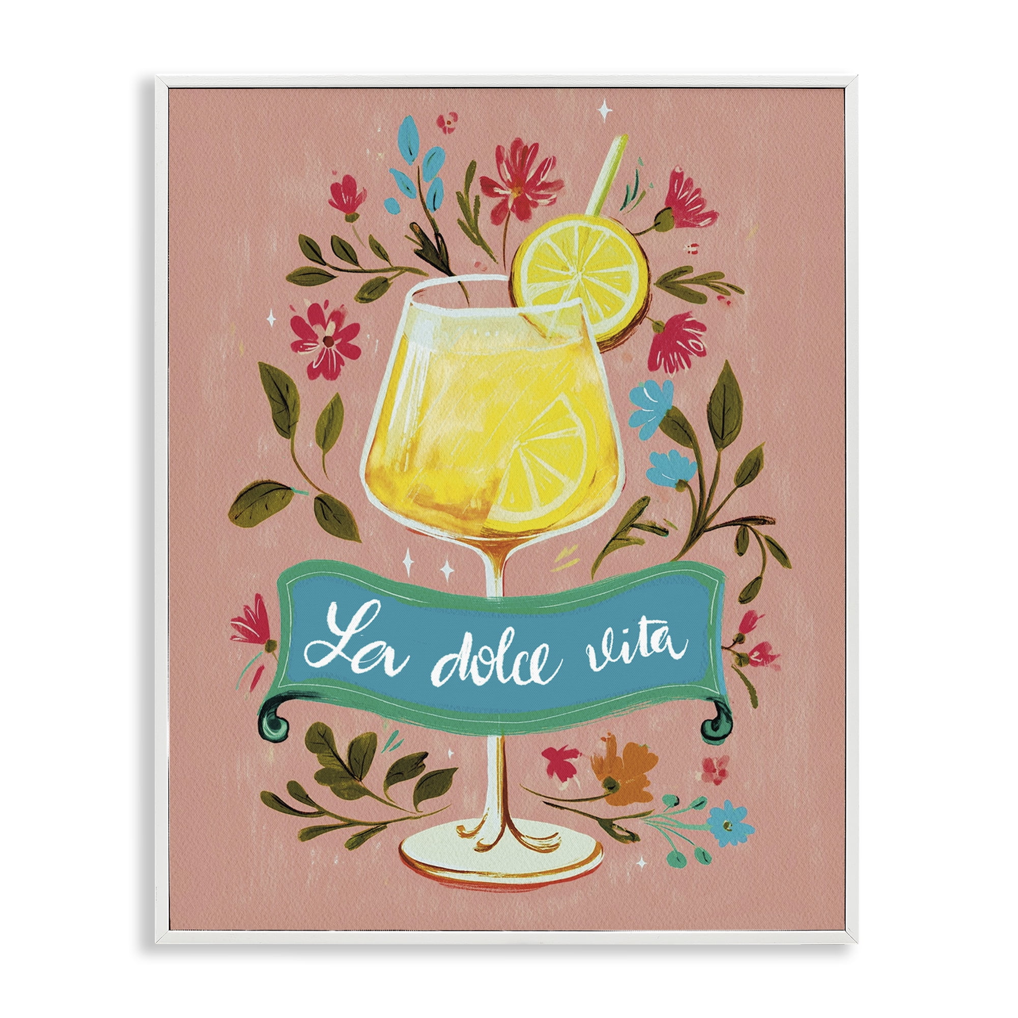 Stupell Industries Lemon Cocktail Sweet Life White Framed Giclee Art, design by Yen