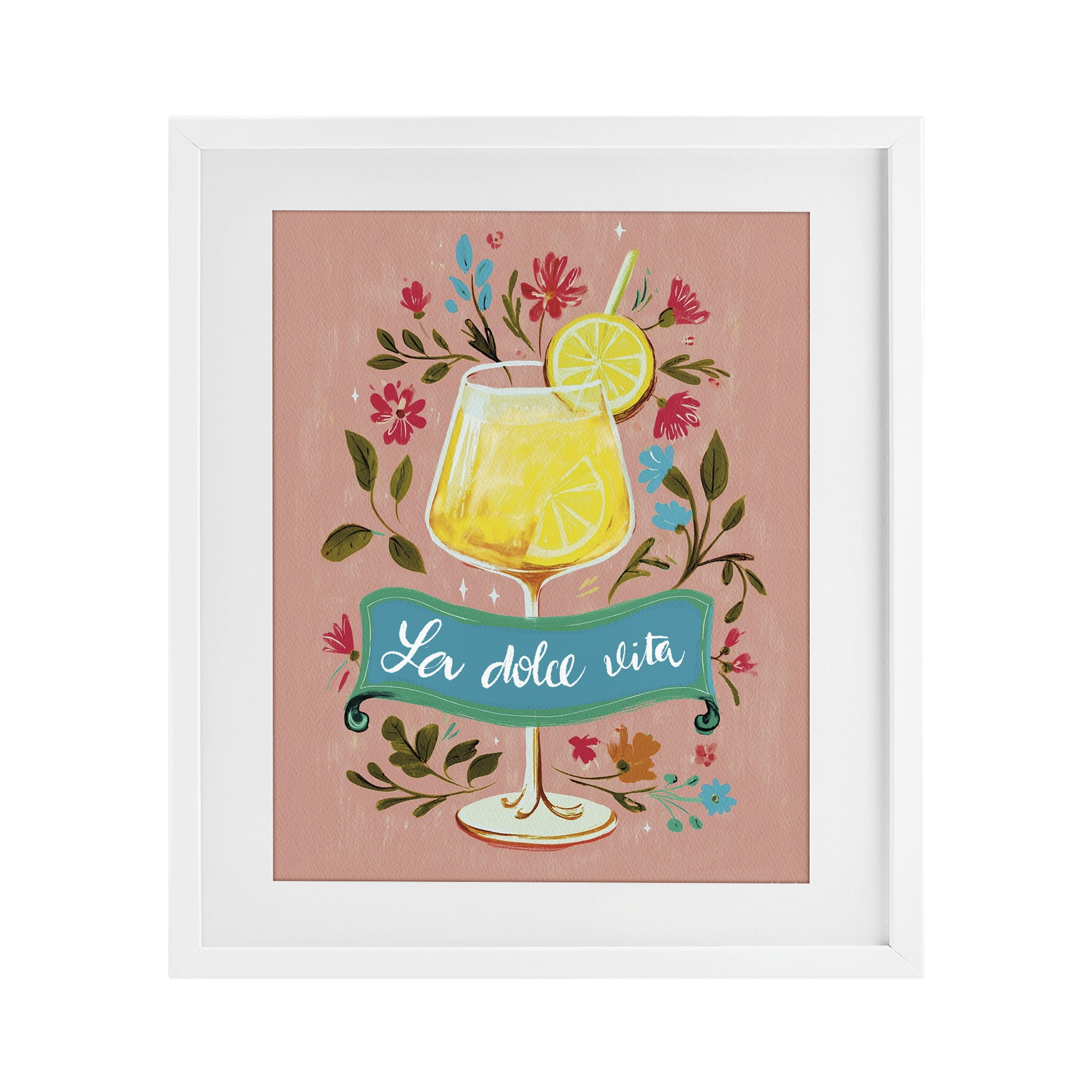 Stupell Industries Lemon Cocktail Sweet Life White Framed Print Under Glass, design by Yen