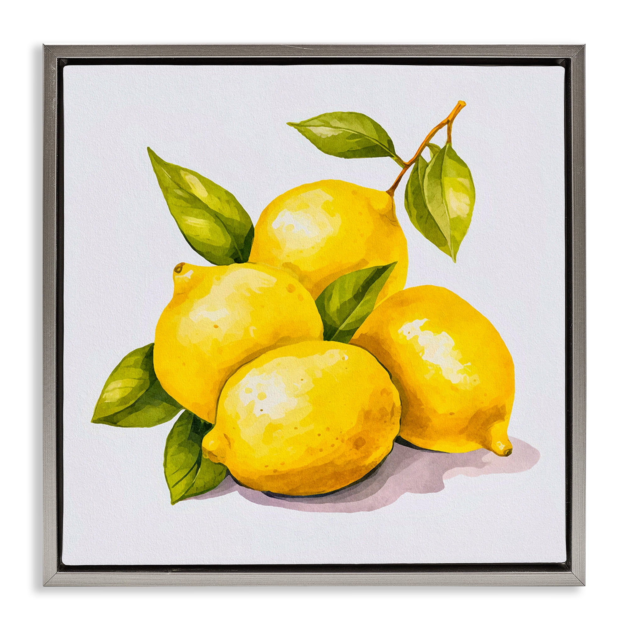 Stupell Industries Lemon Delights Fruit Food & Beverage Painting Gray Floater Framed Canvas Art Print Wall Art, 18 x 18