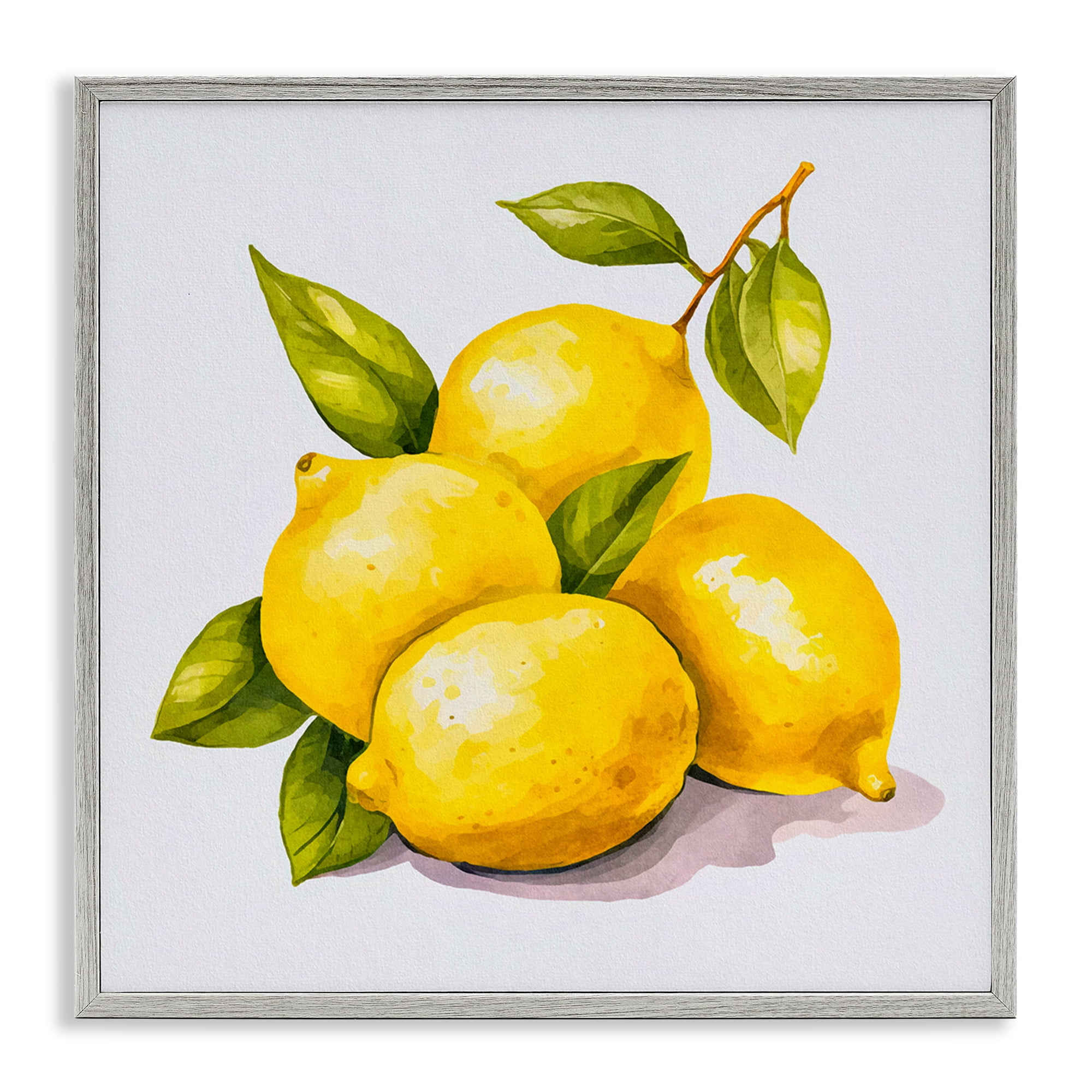 Stupell Industries Lemon Delights Fruit Food & Beverage Painting Gray Framed Art Print Wall Art, 17 x 17